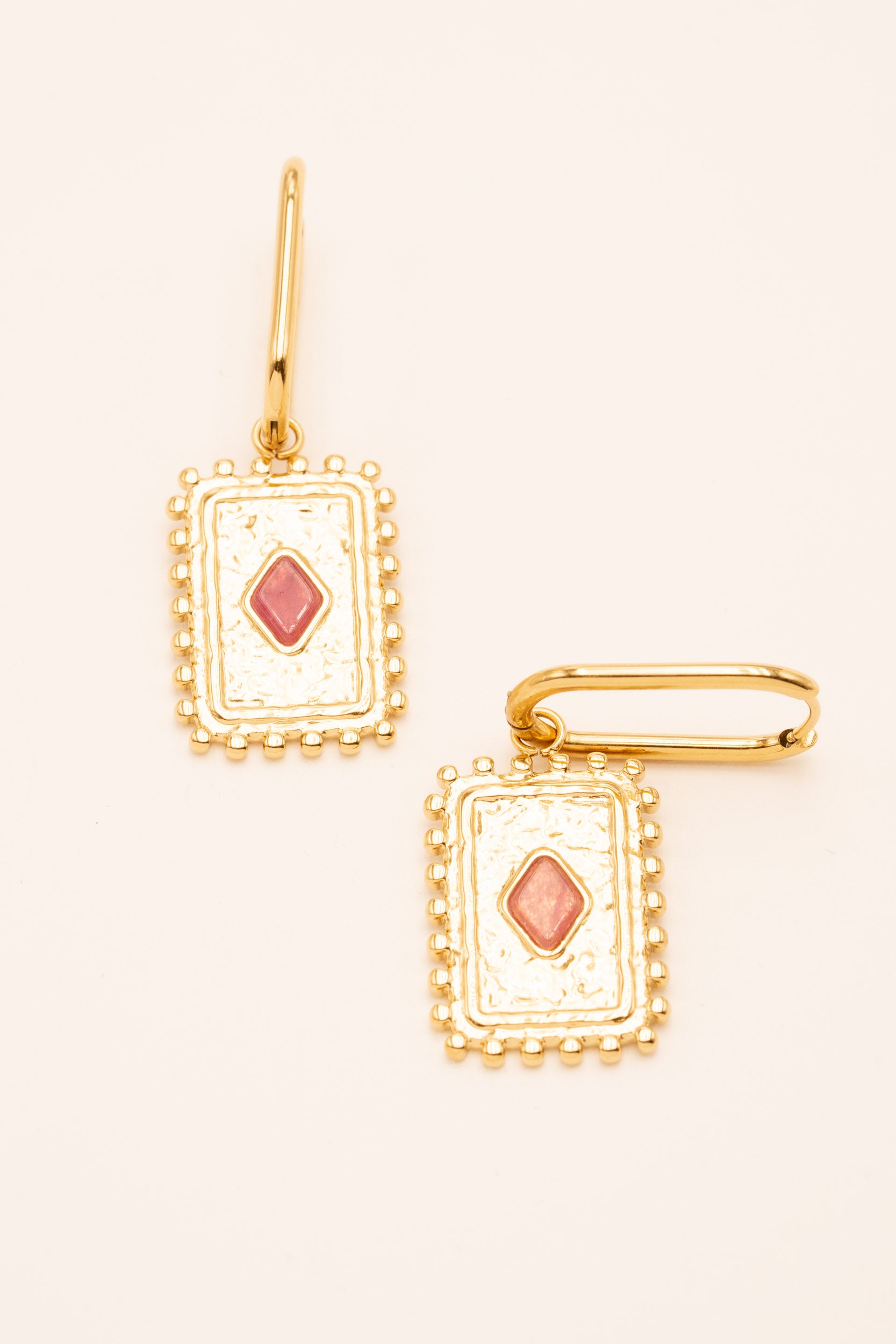 Boucles créoles cardi Bohm Paris Agate rose teinté