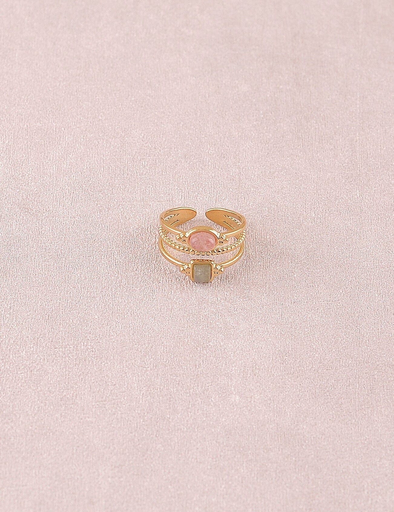 Bague bohm paris - Lunatéssa Bagues Bohm Paris Quartz fraise / Labradorite 