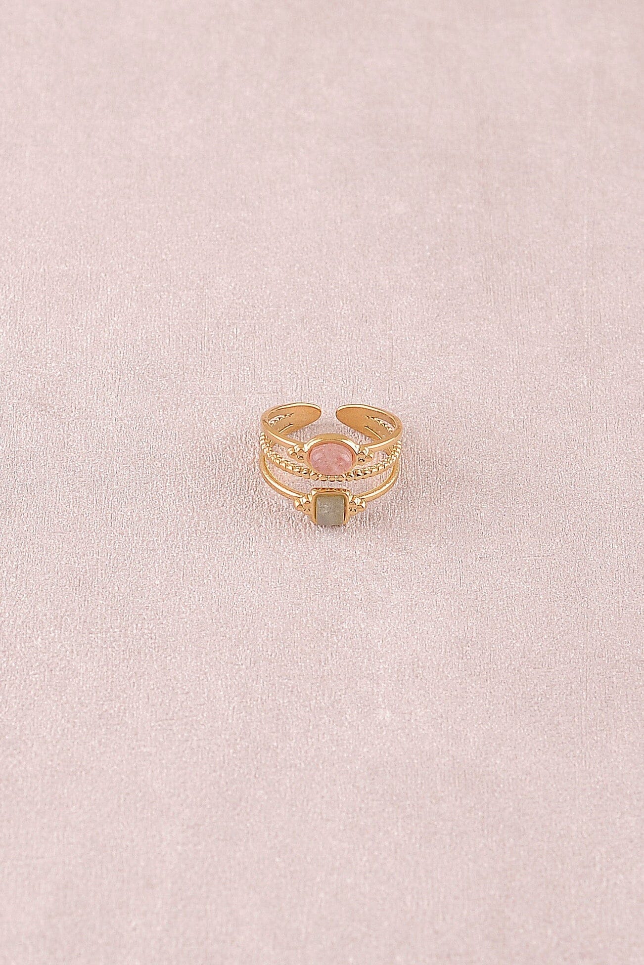 Bague bohm paris - Lunatéssa Bagues Bohm Paris Quartz fraise / Labradorite 