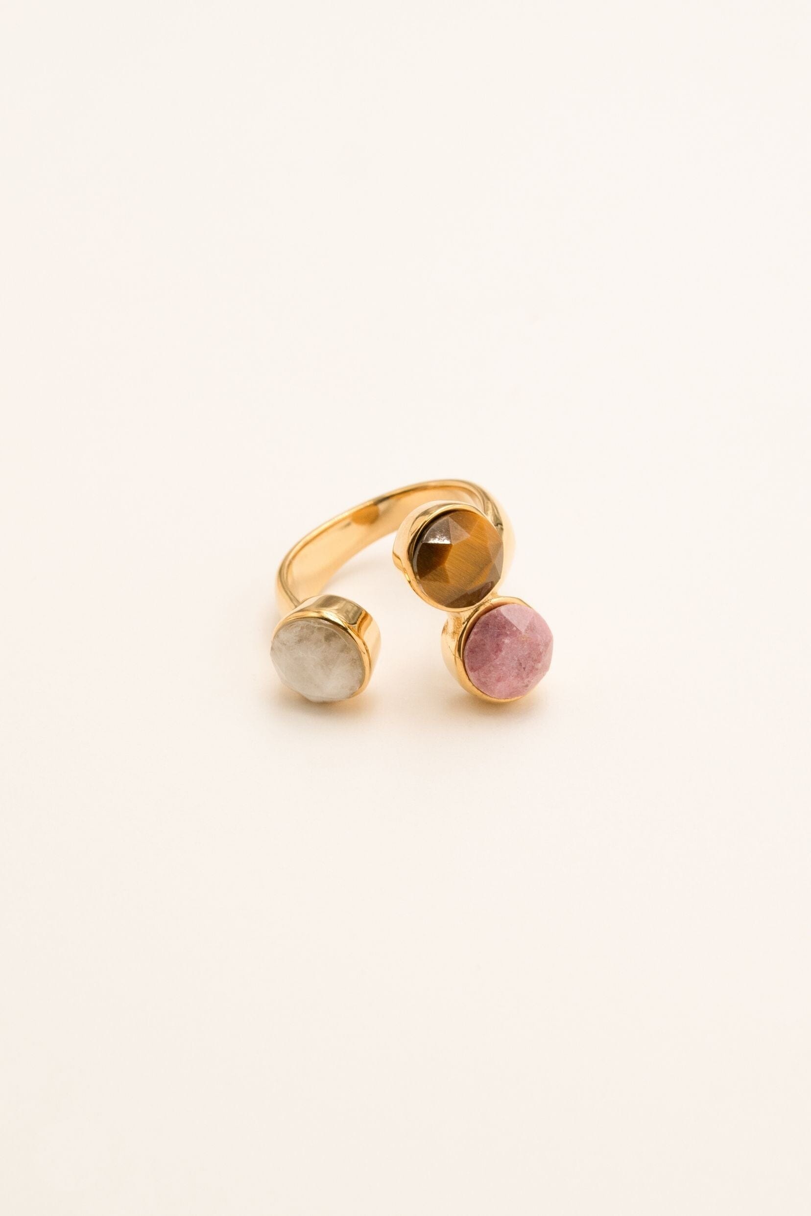 Bague Bohm Paris - Saïla Bohm Paris Agate Blanche/ Rhodonite/ Oeil de tigre 