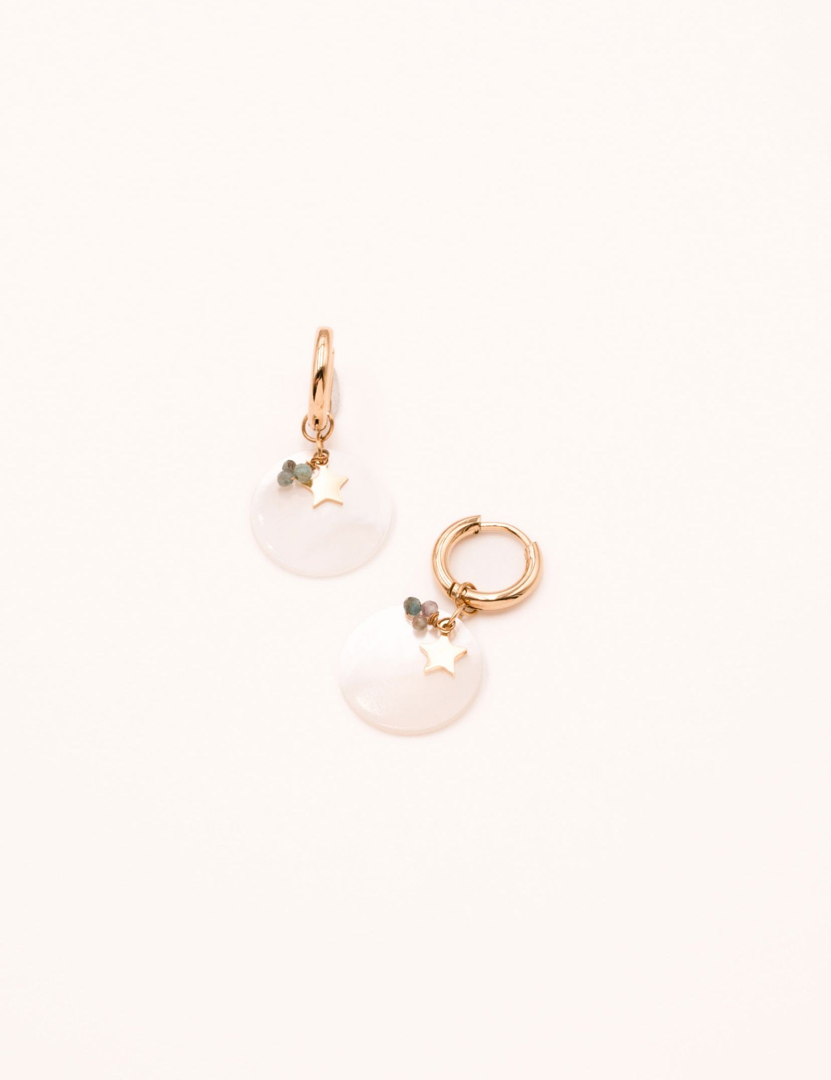 Boucles Bohm Paris - Aroha Boucles d'oreilles Créoles Bohm Paris Nacre blanche 