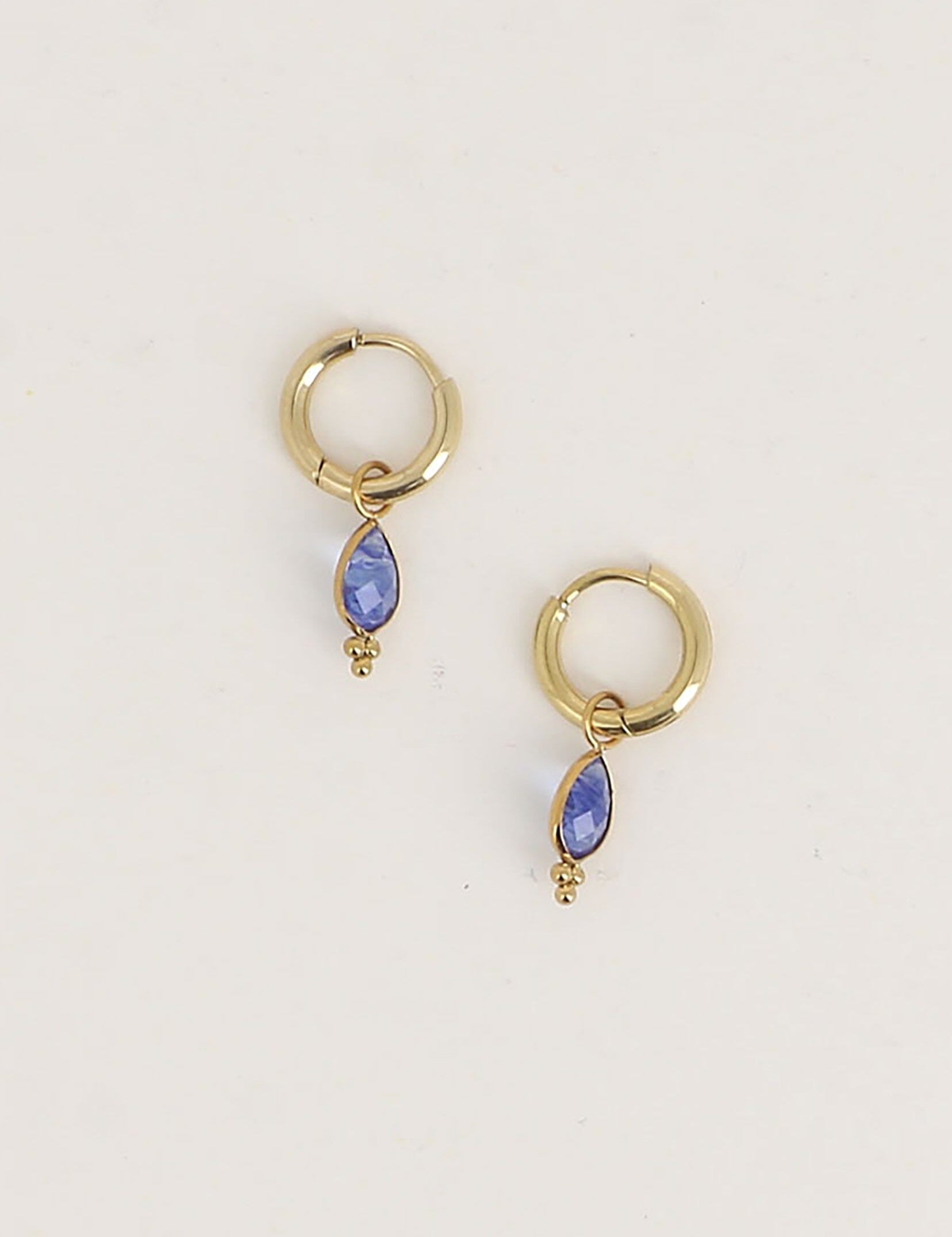 Boucles Bohm Paris - Aveny Boucles d'oreilles type Créoles Bohm Paris Agate bleu 