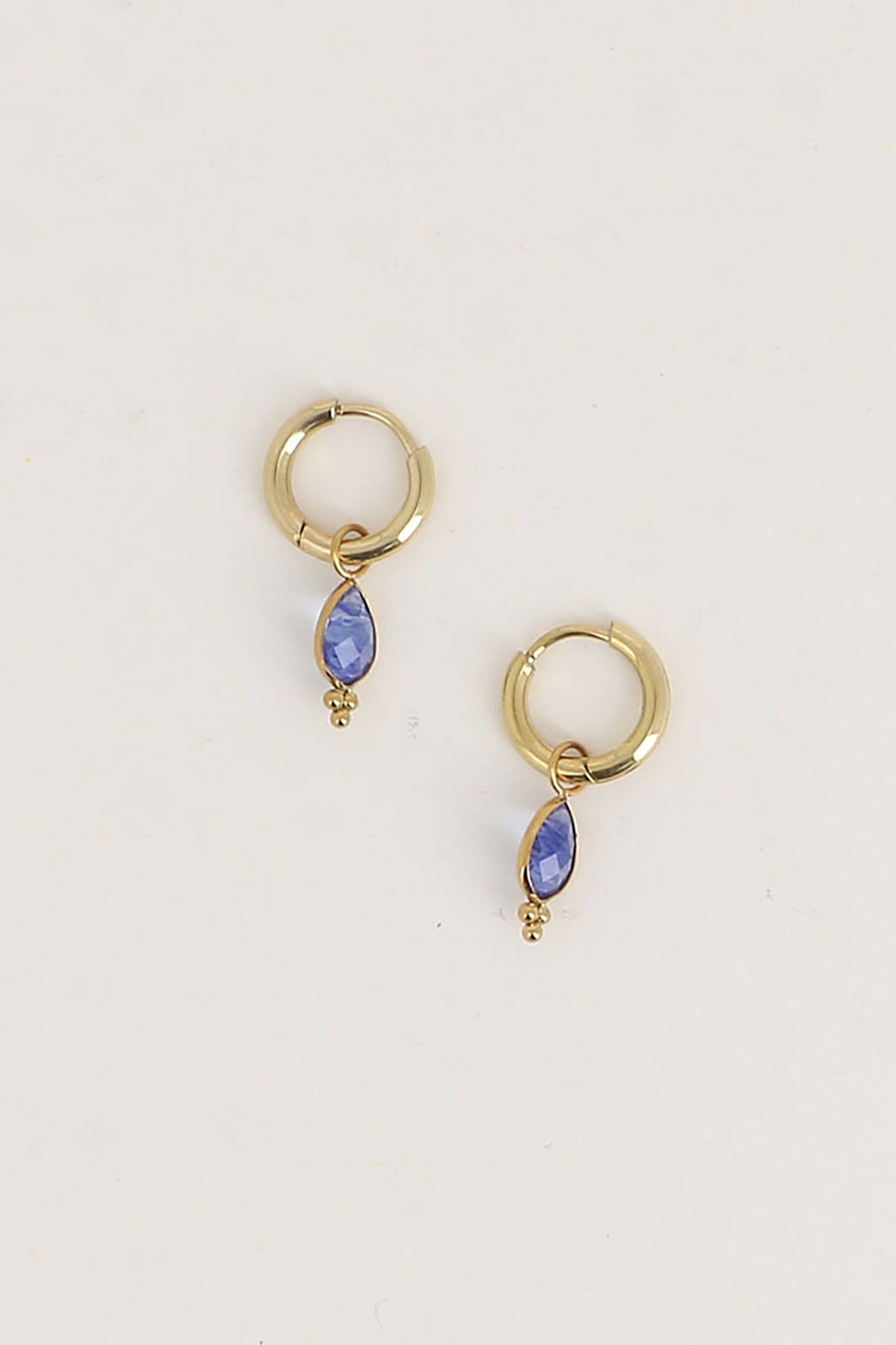 Boucles Bohm Paris - Aveny Boucles d'oreilles type Créoles Bohm Paris Agate bleu 