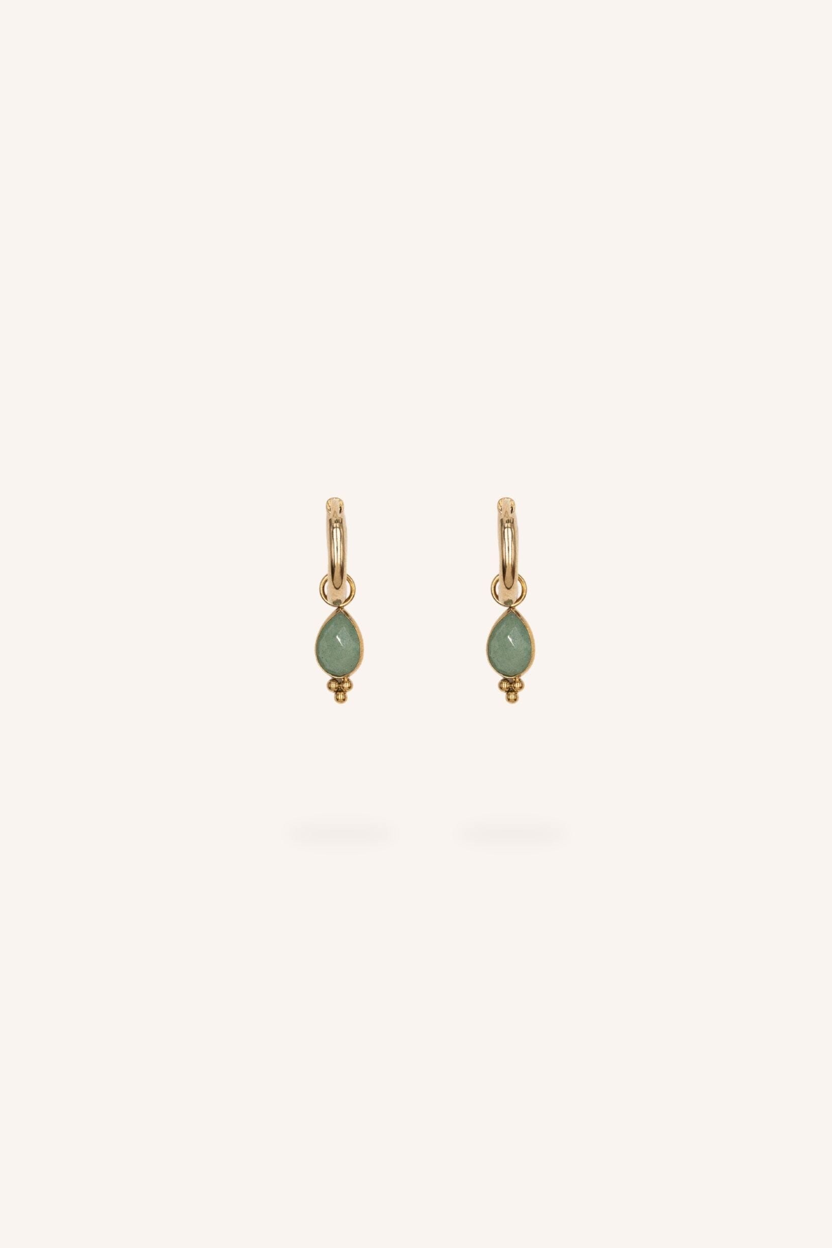 Boucles Bohm Paris - Aveny Boucles d'oreilles type Créoles Bohm Paris Agate verte 