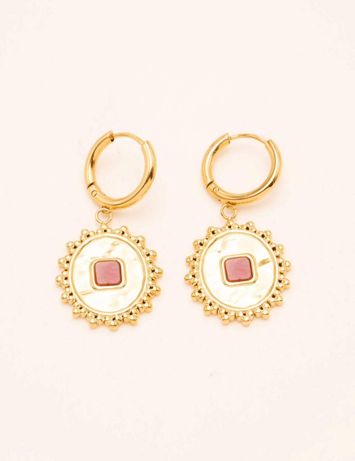 Boucles Bohm Paris - Créoles Abigail Boucles d'oreilles Bohm Paris Rhodonite 