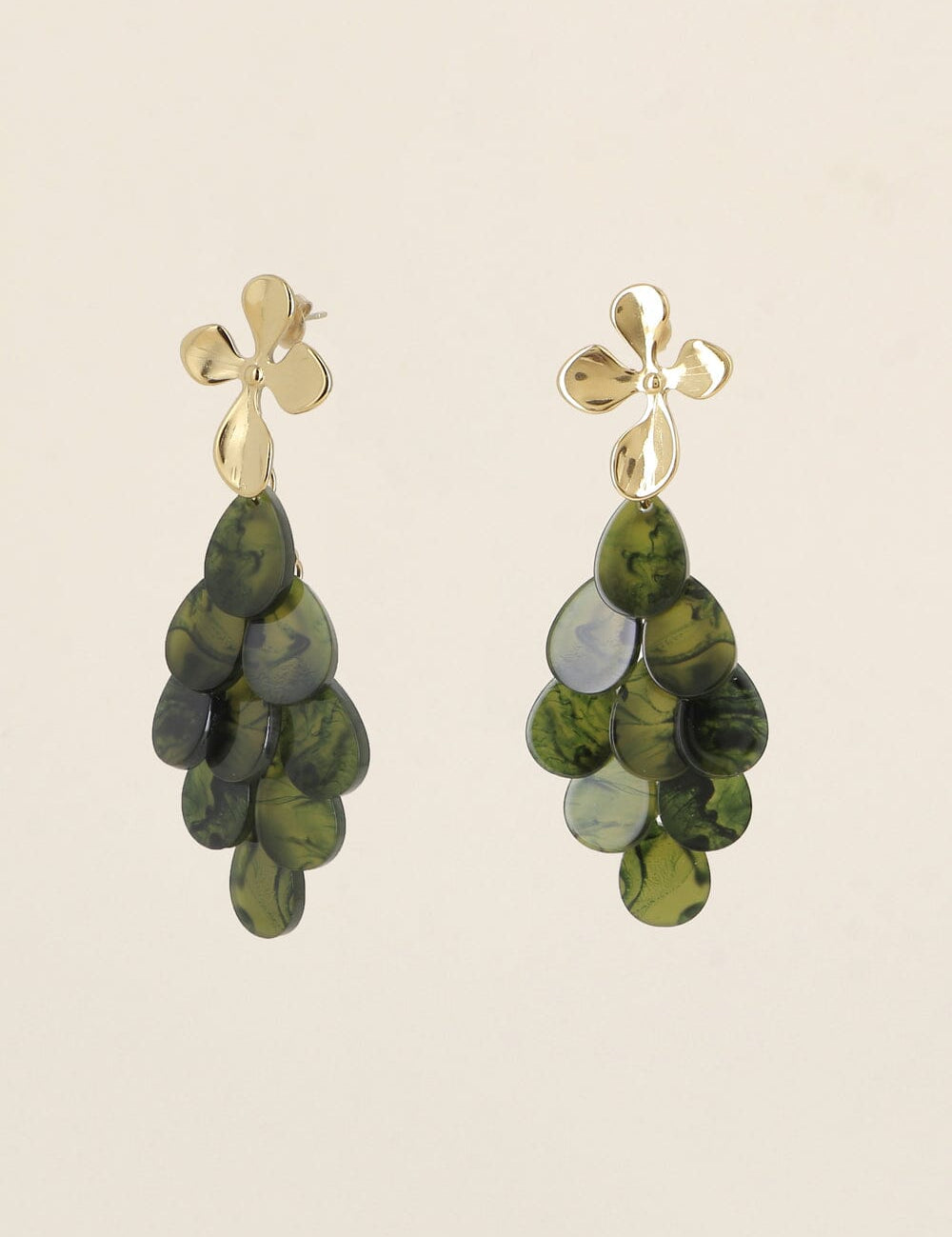 Boucles Bohm Paris - Dahliane Boucles d'oreilles pendantes Bohm Paris Kaki 