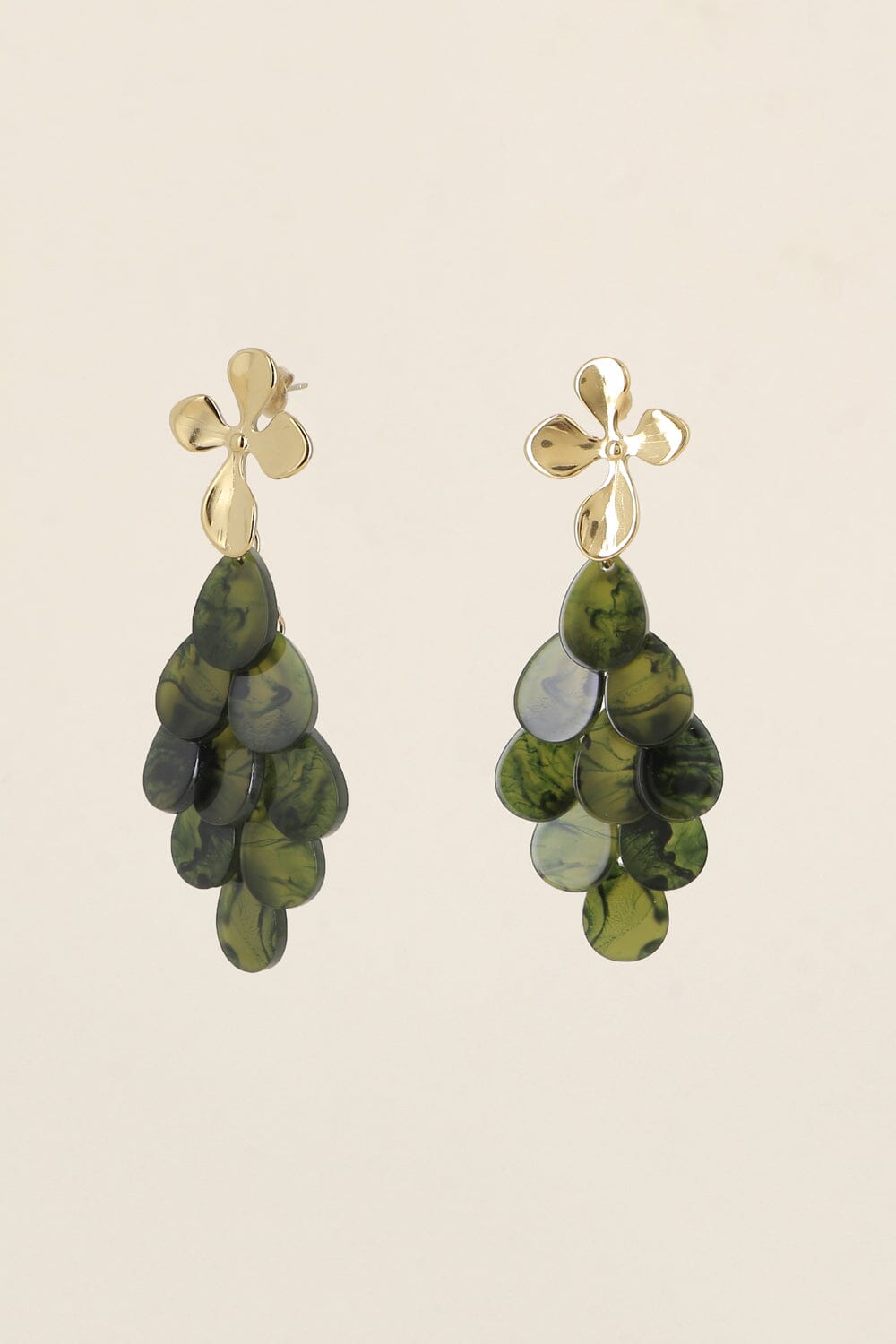 Boucles Bohm Paris - Dahliane Boucles d'oreilles pendantes Bohm Paris Kaki 