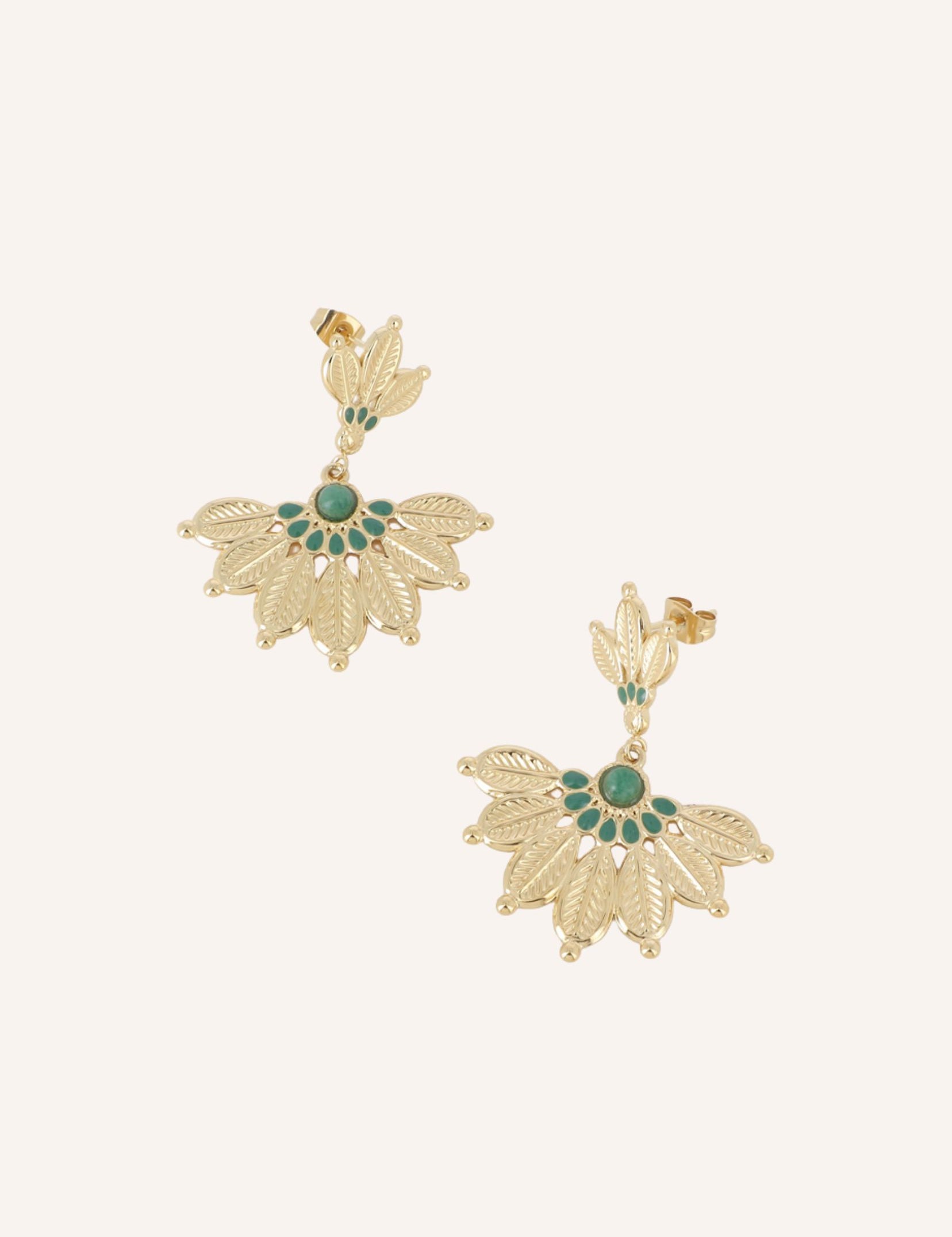 Boucles Bohm Paris - Emma Boucles d'oreilles Pendantes Bohm Paris Vert 