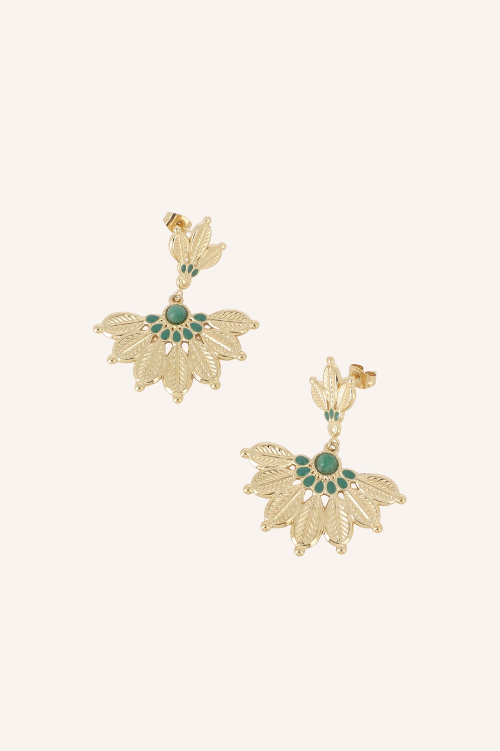 Boucles Bohm Paris - Emma Boucles d'oreilles Pendantes Bohm Paris Vert 
