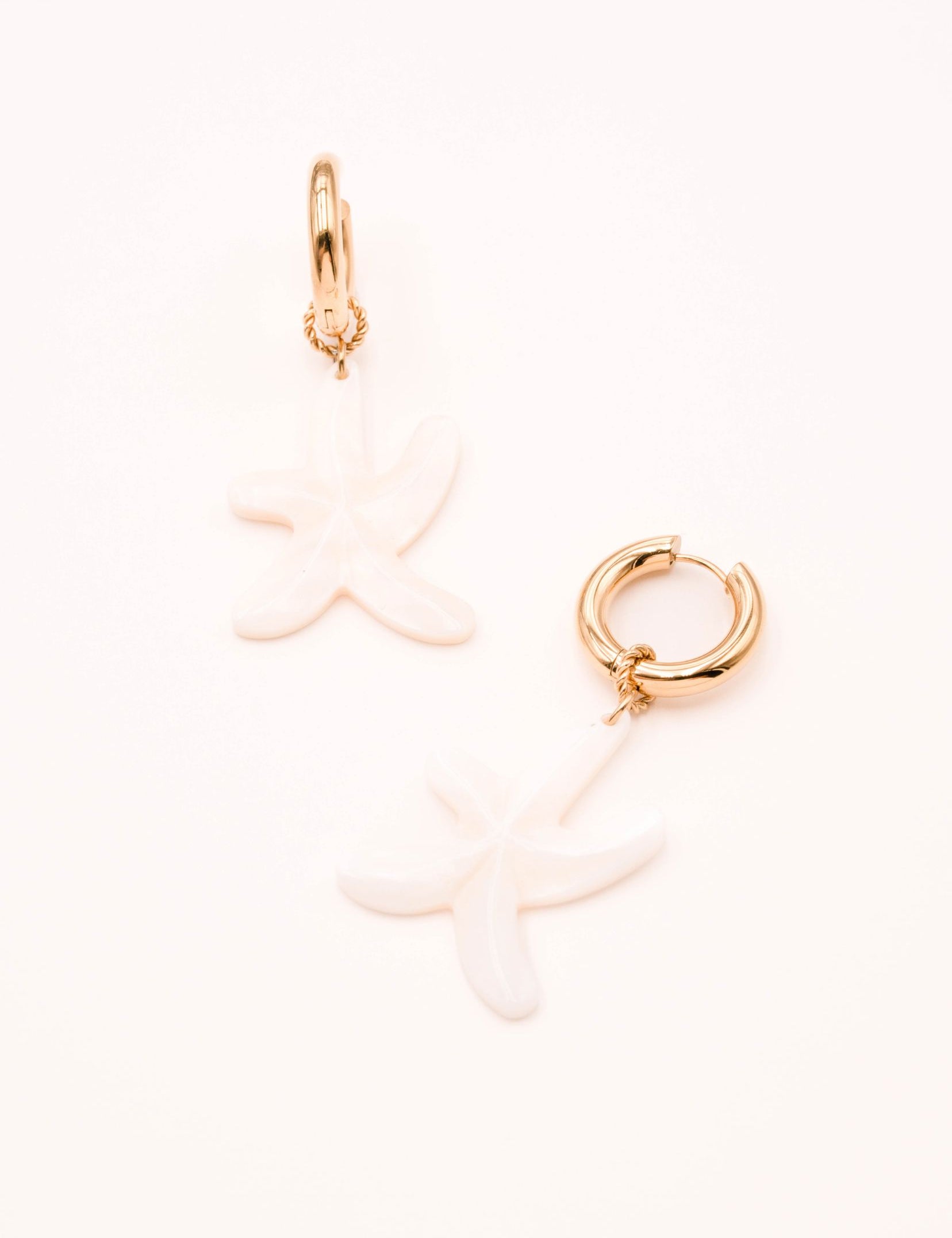 Boucles Bohm Paris - Lualy Boucles d'oreilles Créoles Bohm Paris Nacre blanche 