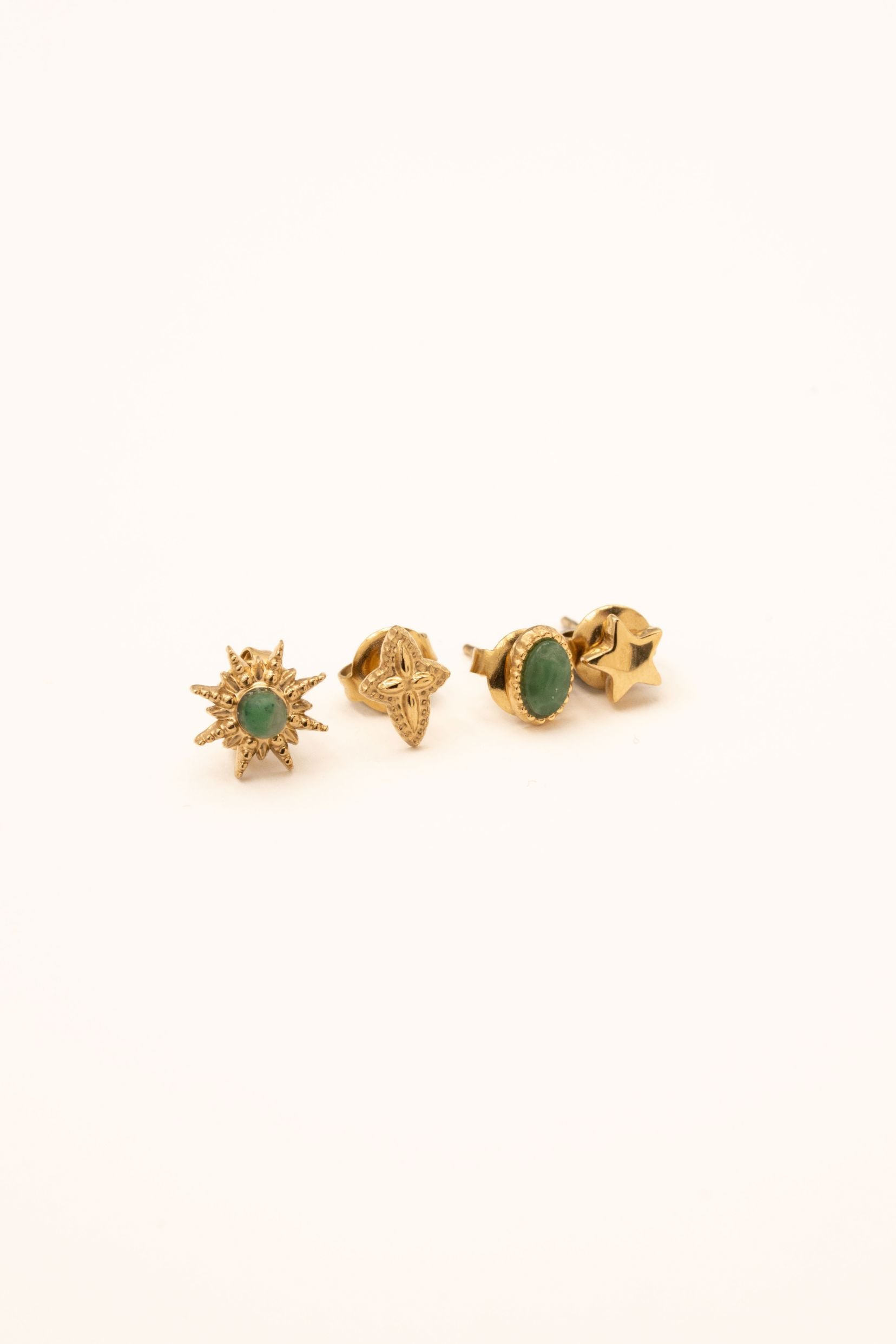 Boucles Bohm Paris - Magnolie Boucles d'oreilles à Puces Bohm Paris Jaspe vert 