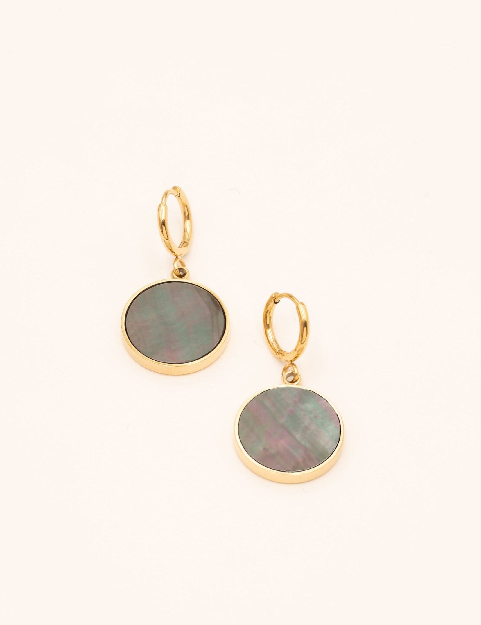 Boucles Bohm Paris - Maxine Boucles d'oreilles type créoles Bohm Paris Nacre Grise 