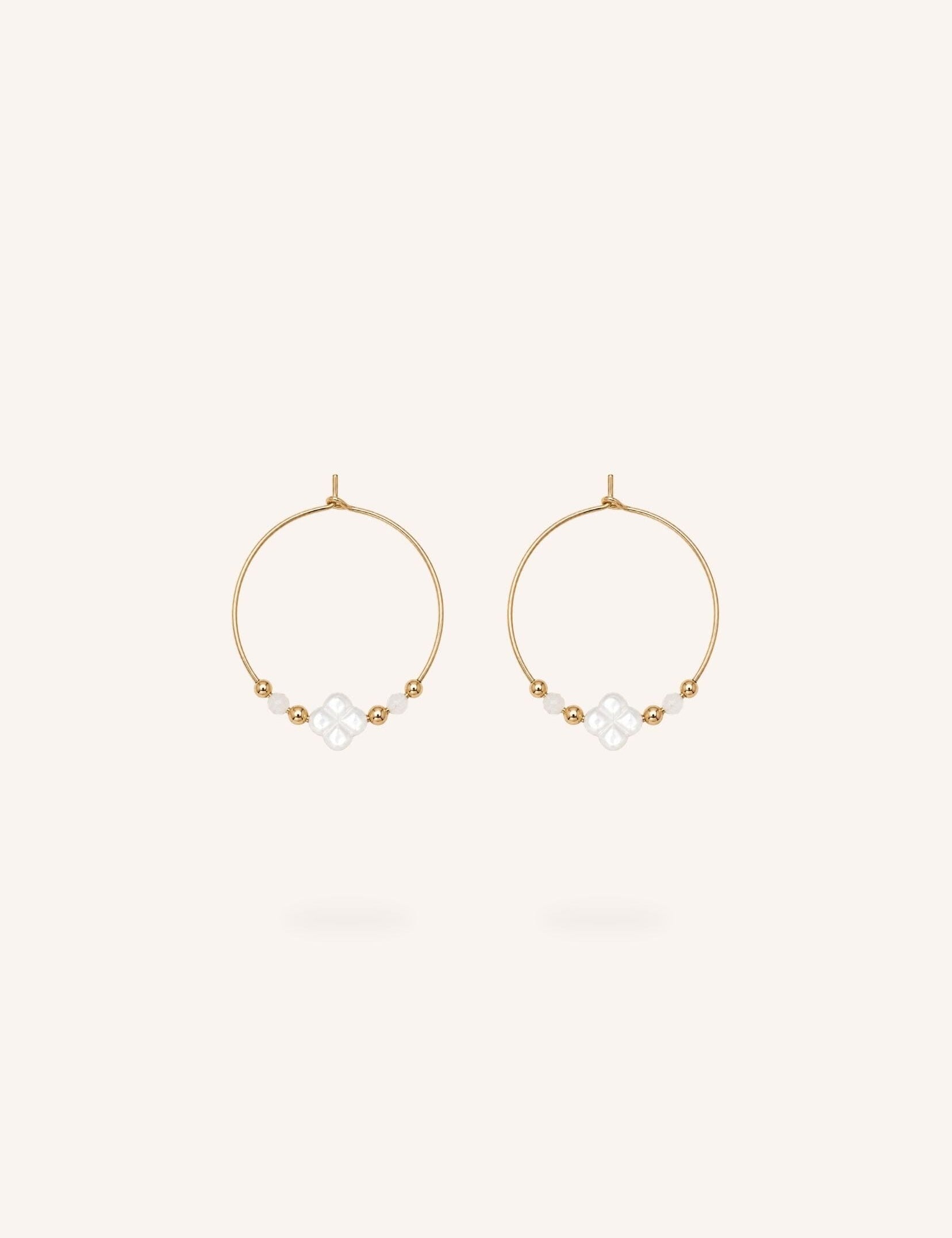 Boucles Bohm Paris - Naclya Boucles d'oreilles type Créoles Bohm Paris Nacre blanche 