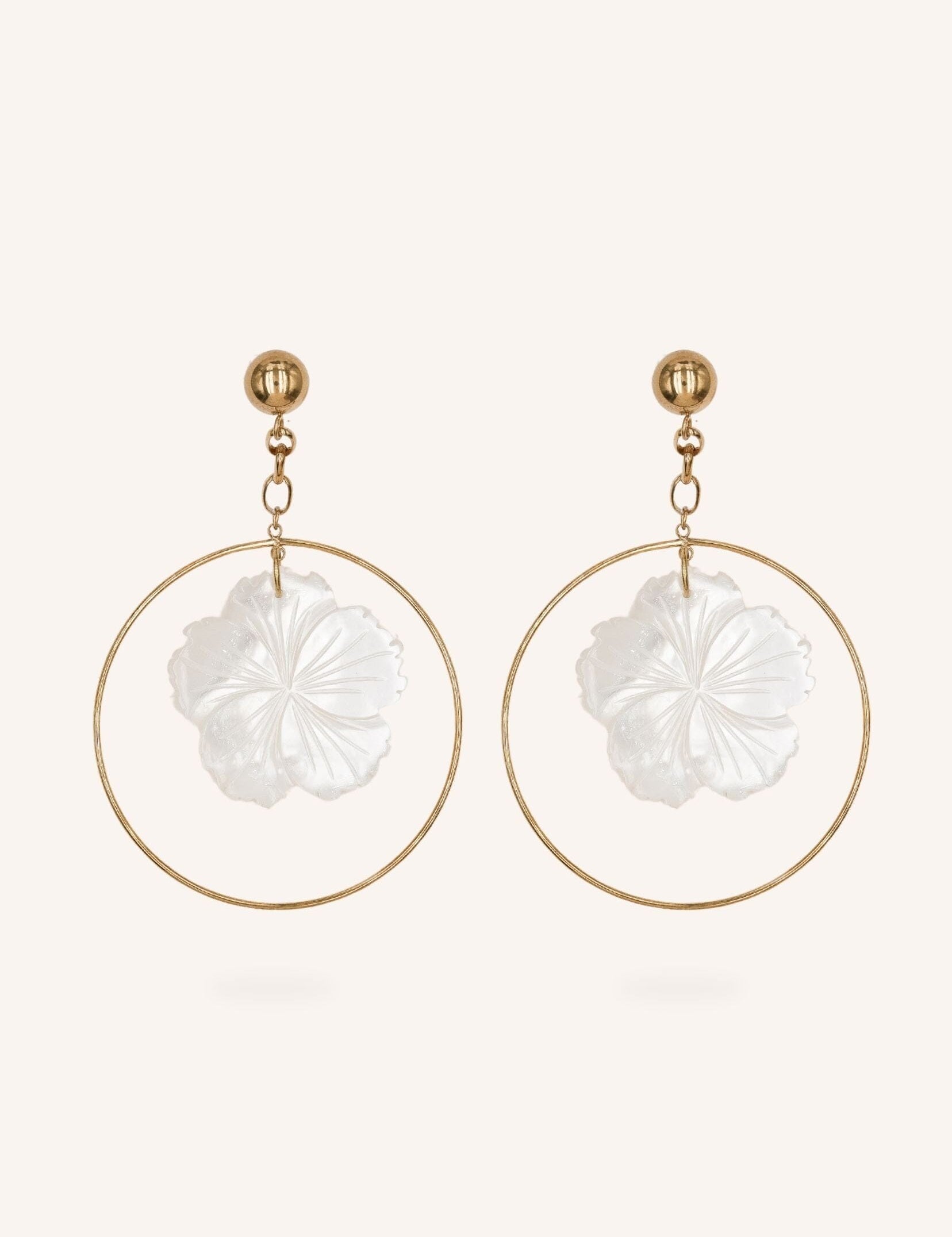 Boucles Bohm Paris - Naelyne Boucles d'oreilles pendantes Bohm Paris Nacre blanche 