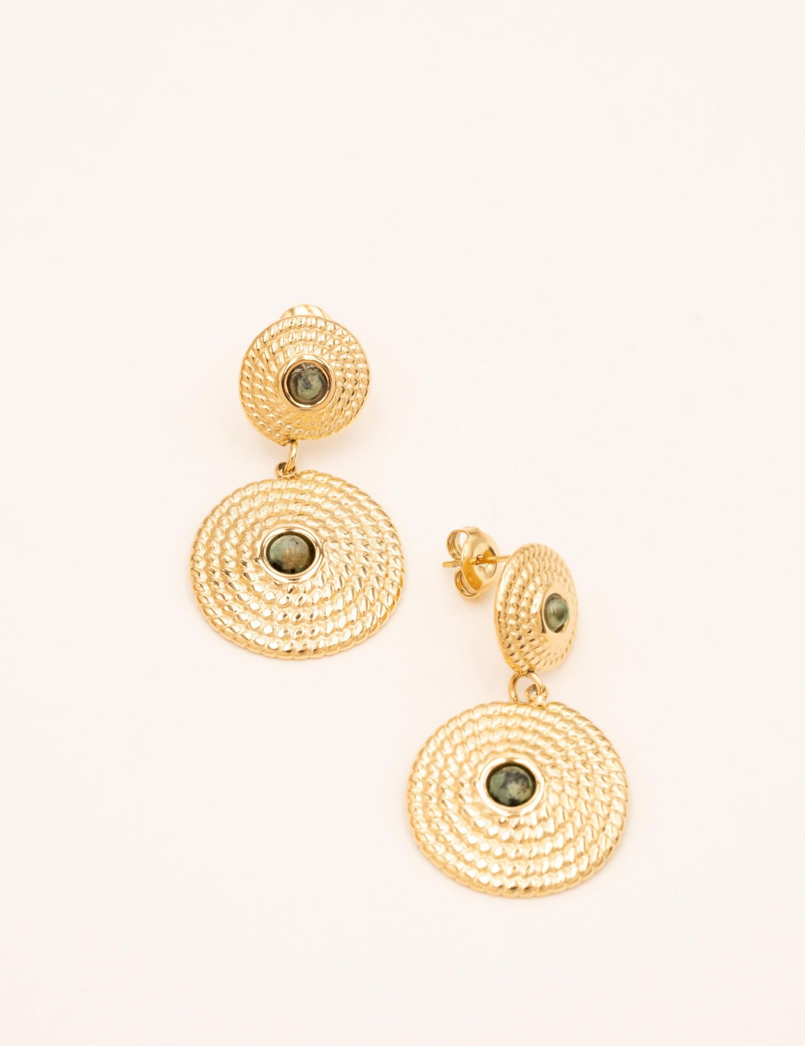 Boucles Bohm Paris - Néora Boucles d'oreilles à Puces Bohm Paris Jaspe vert 
