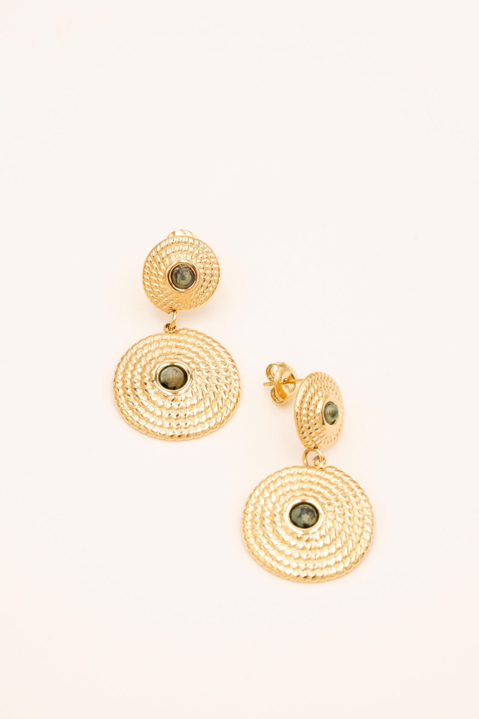 Boucles Bohm Paris - Néora Boucles d'oreilles à Puces Bohm Paris Jaspe vert 
