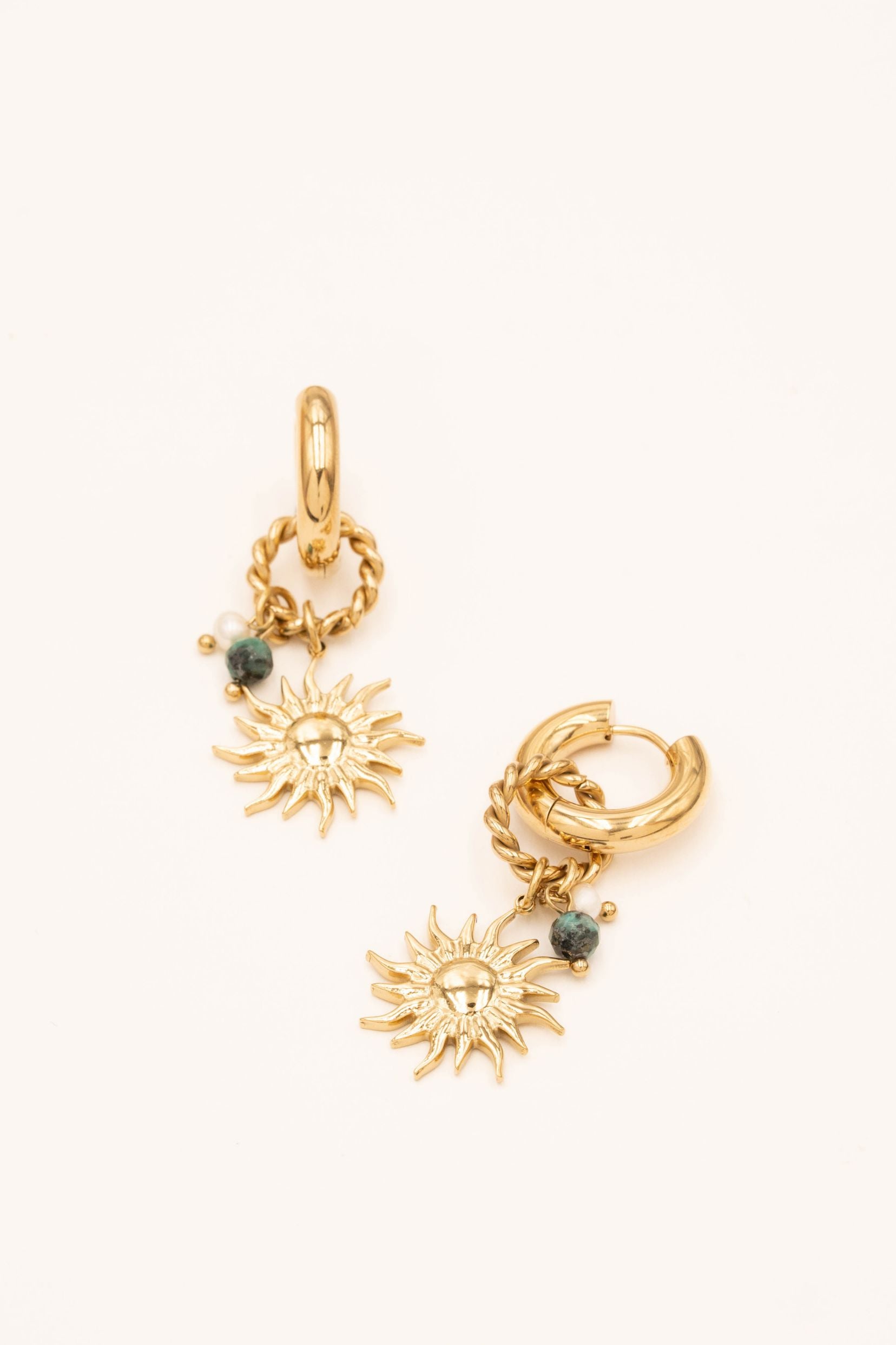 Boucles Bohm Paris - Rosaline Boucles d'oreilles type créoles Bohm Paris Turquoise africaine 