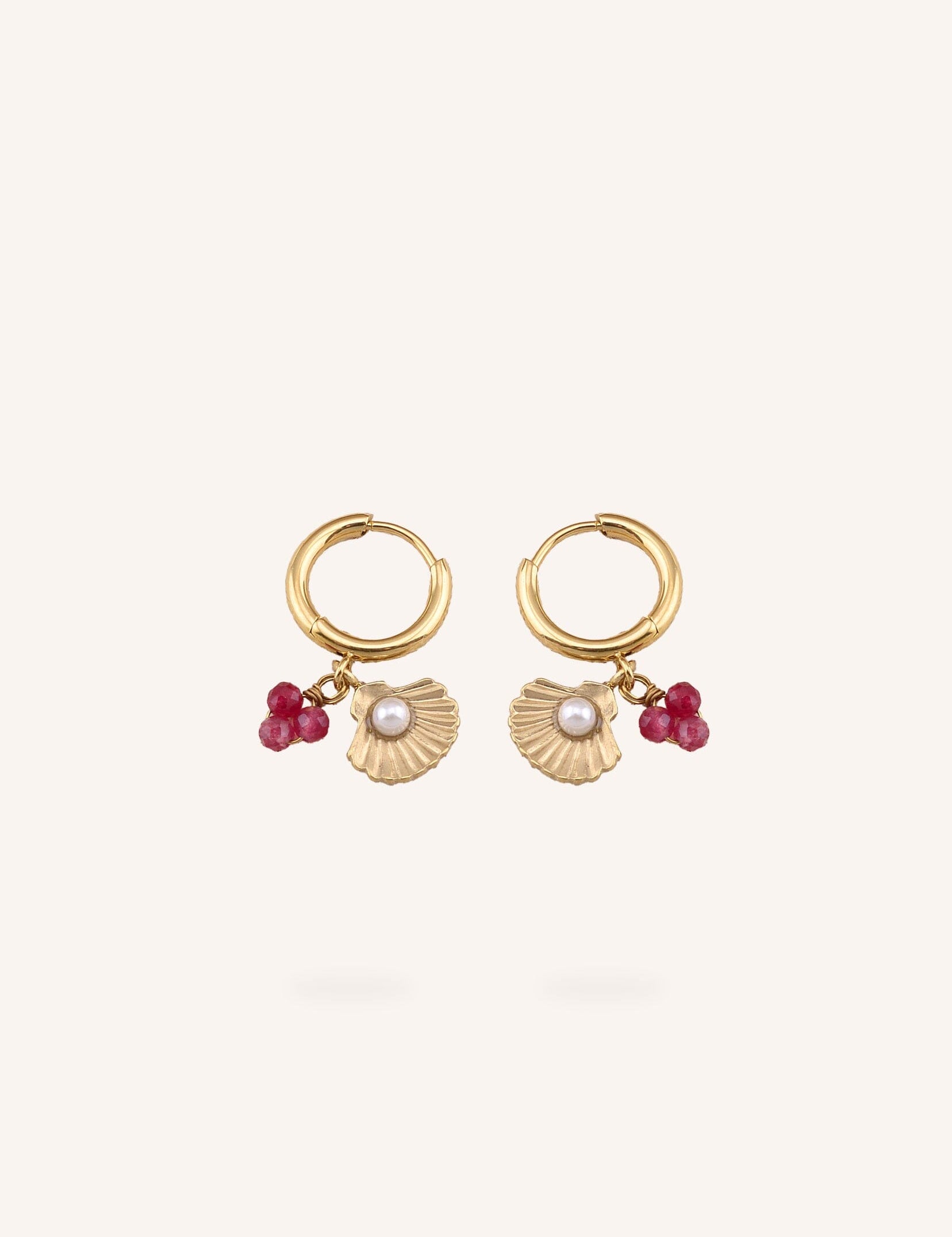 Boucles Bohm Paris - Selya Boucles d'oreilles type Créoles Bohm Paris Agate fushia 