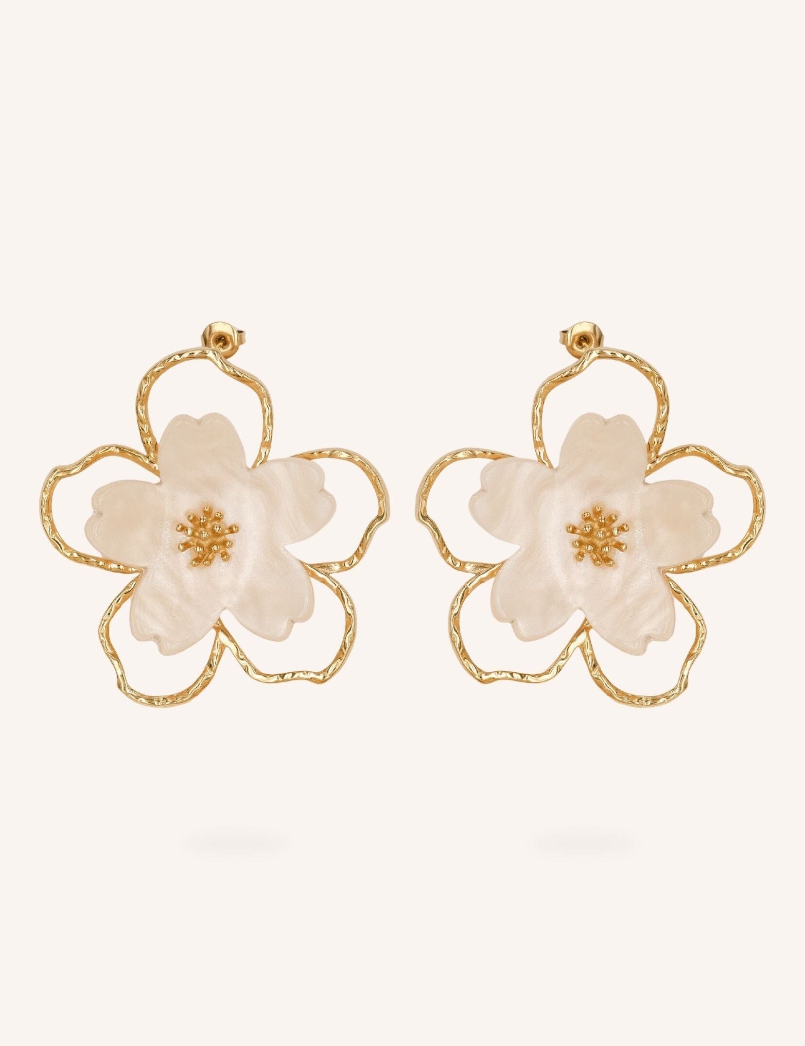 Boucles Bohm Paris - Velia Boucles d'oreilles à puces Bohm Paris Beige 