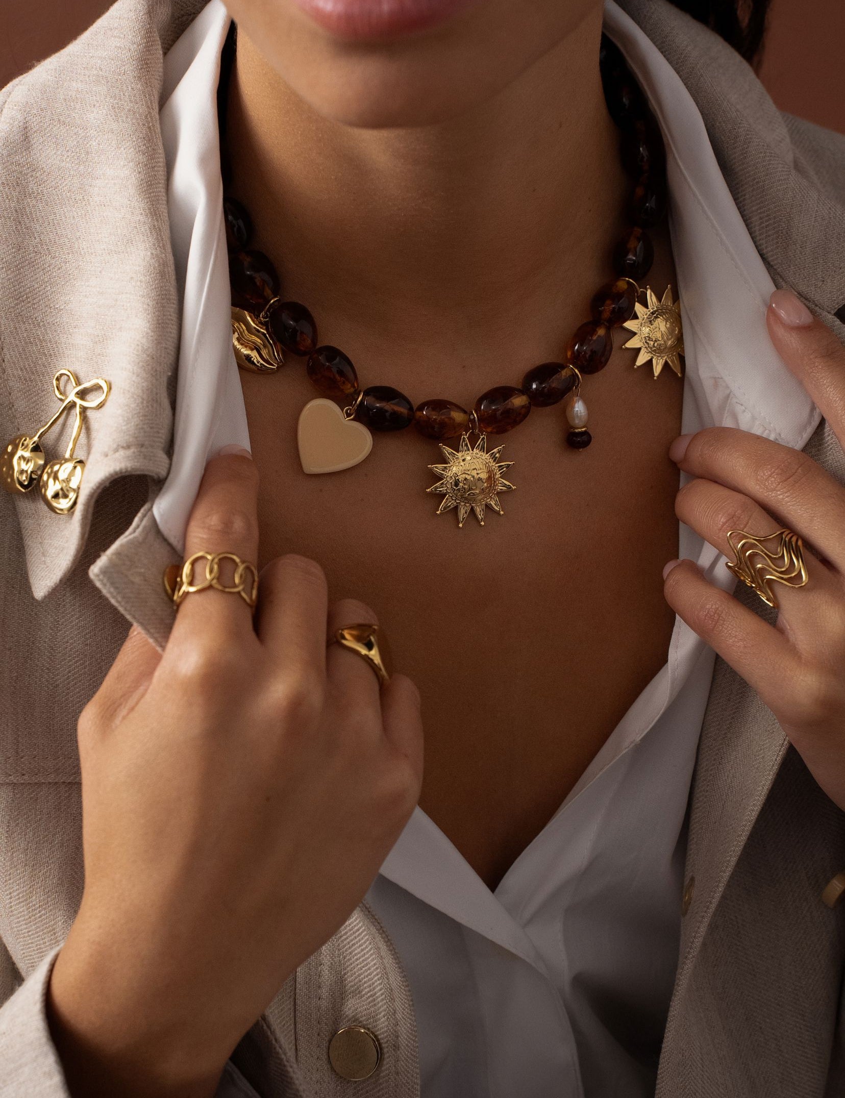 Collier Bohm Paris - Café Crème Collier Pendantifs Bohm Paris 