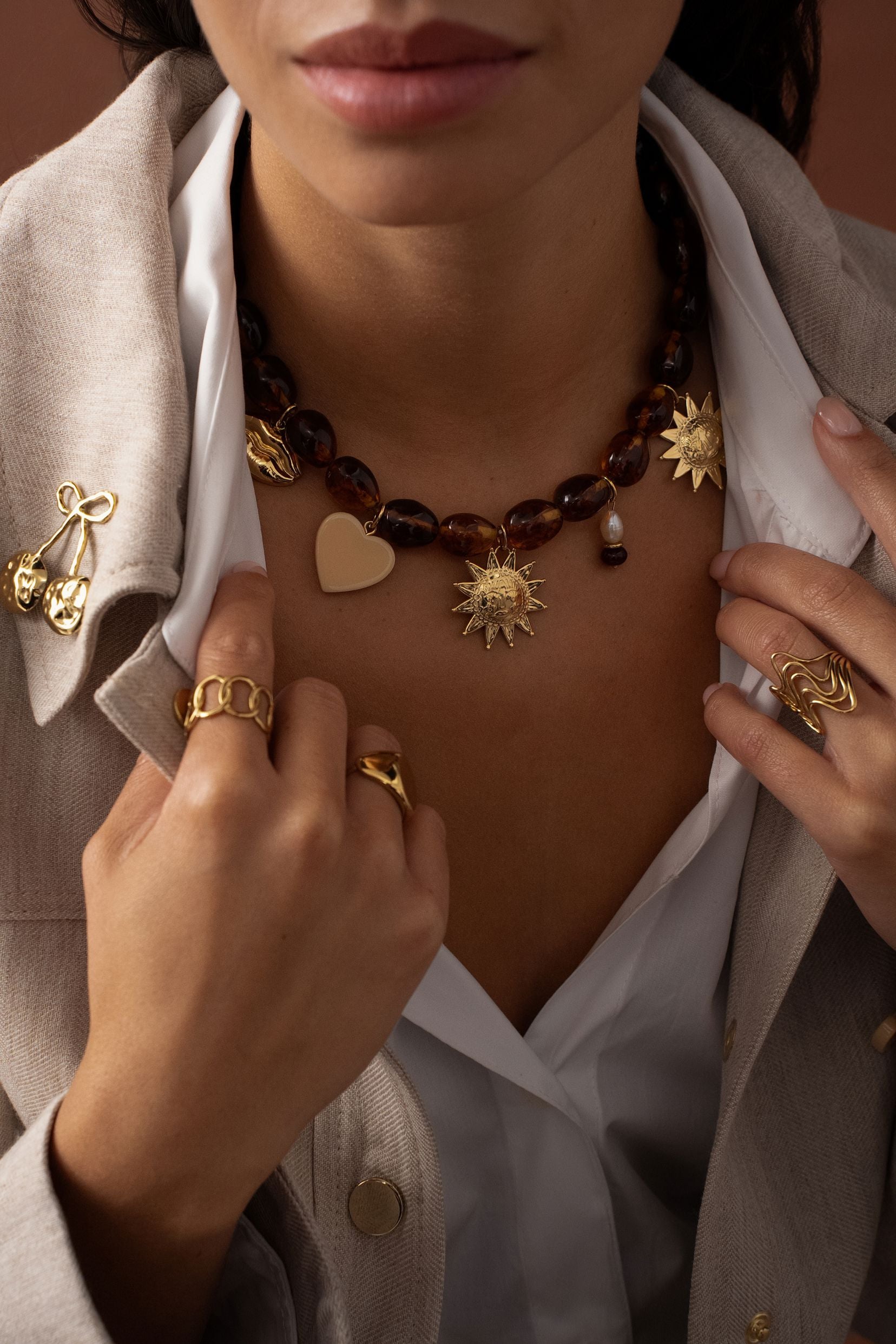 Collier Bohm Paris - Café Crème Collier Pendantifs Bohm Paris 