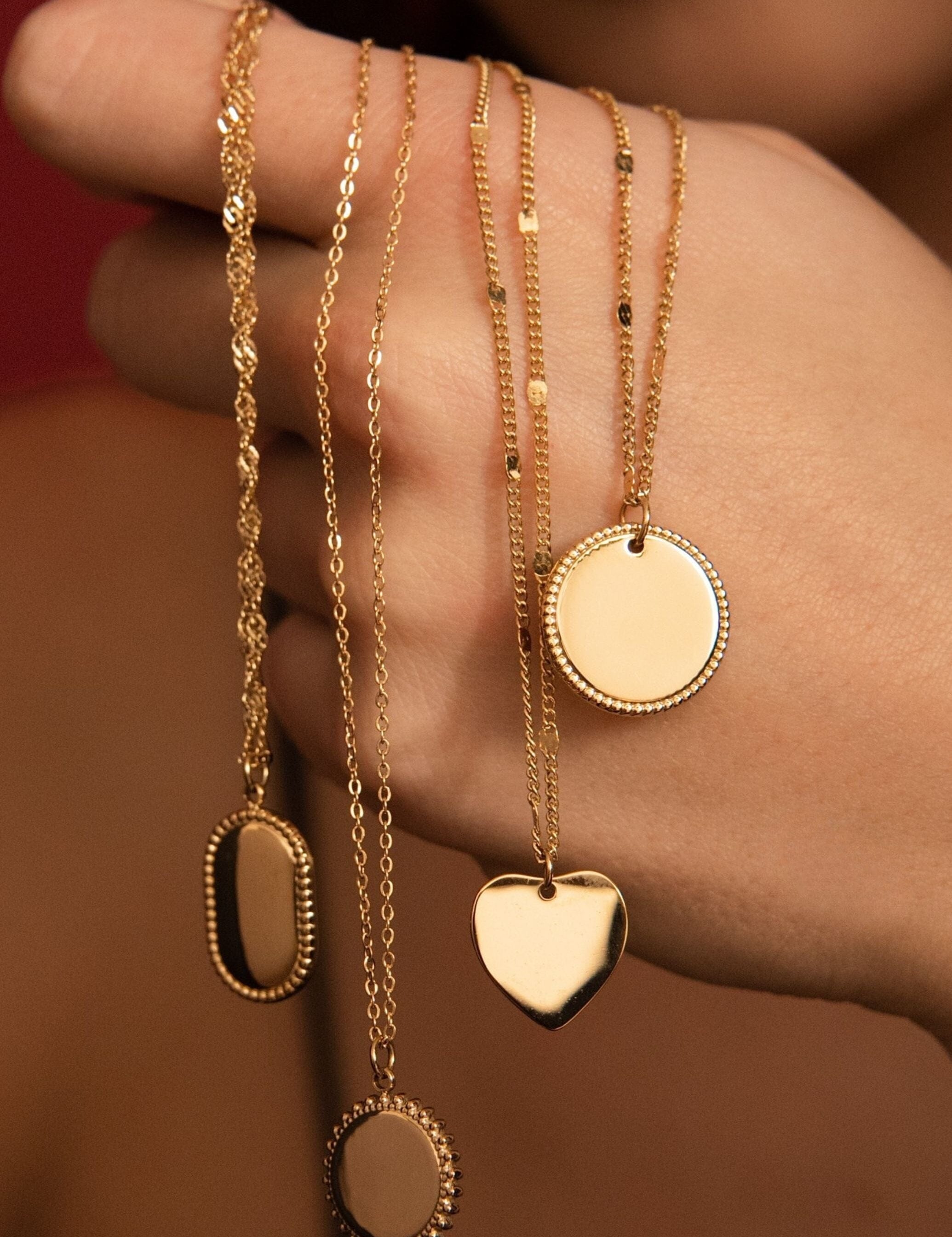 Pendentif médaille à graver Coeur - doré Bohm Paris 