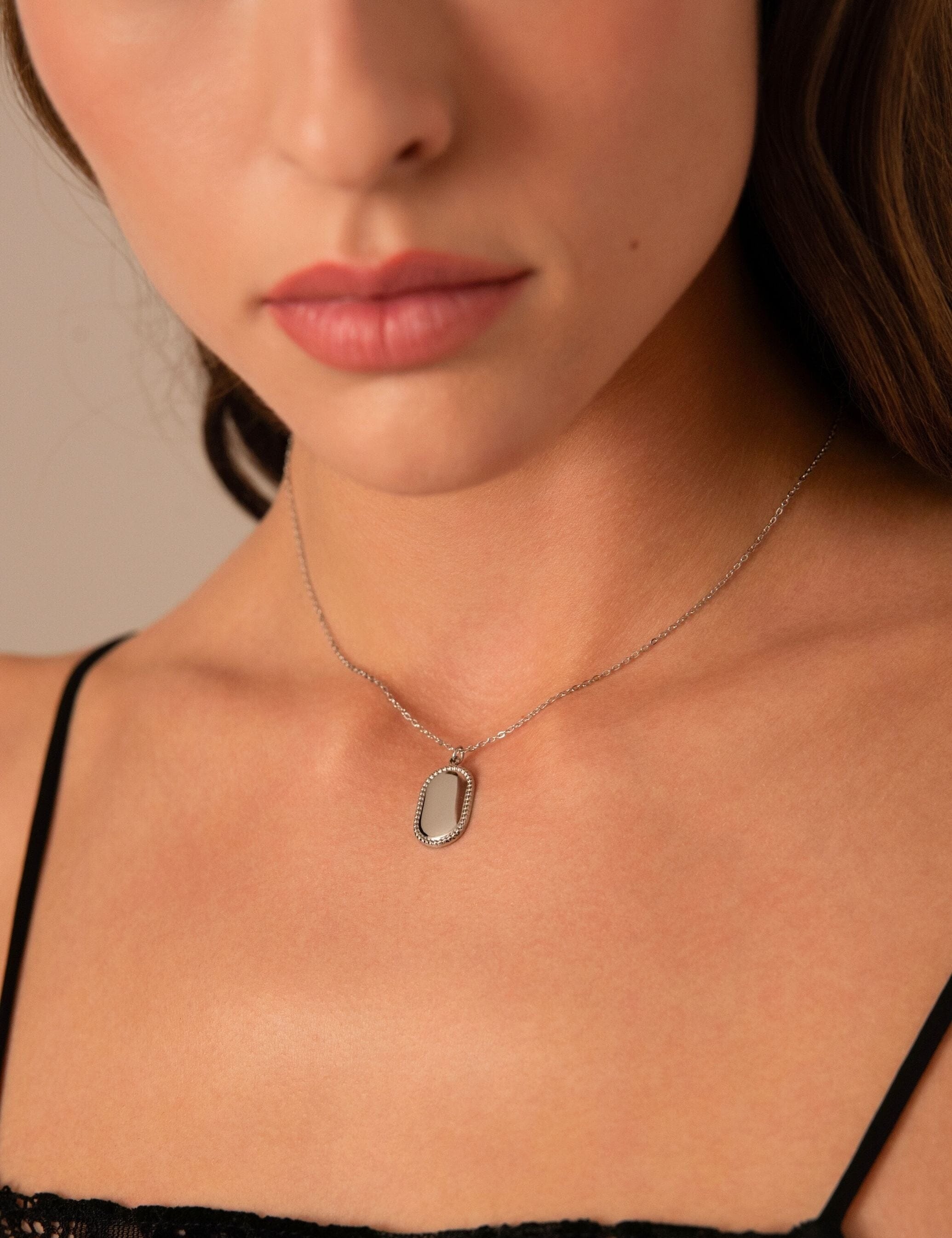 Pendentif médaille à graver Olivia - Argenté Bohm Paris 