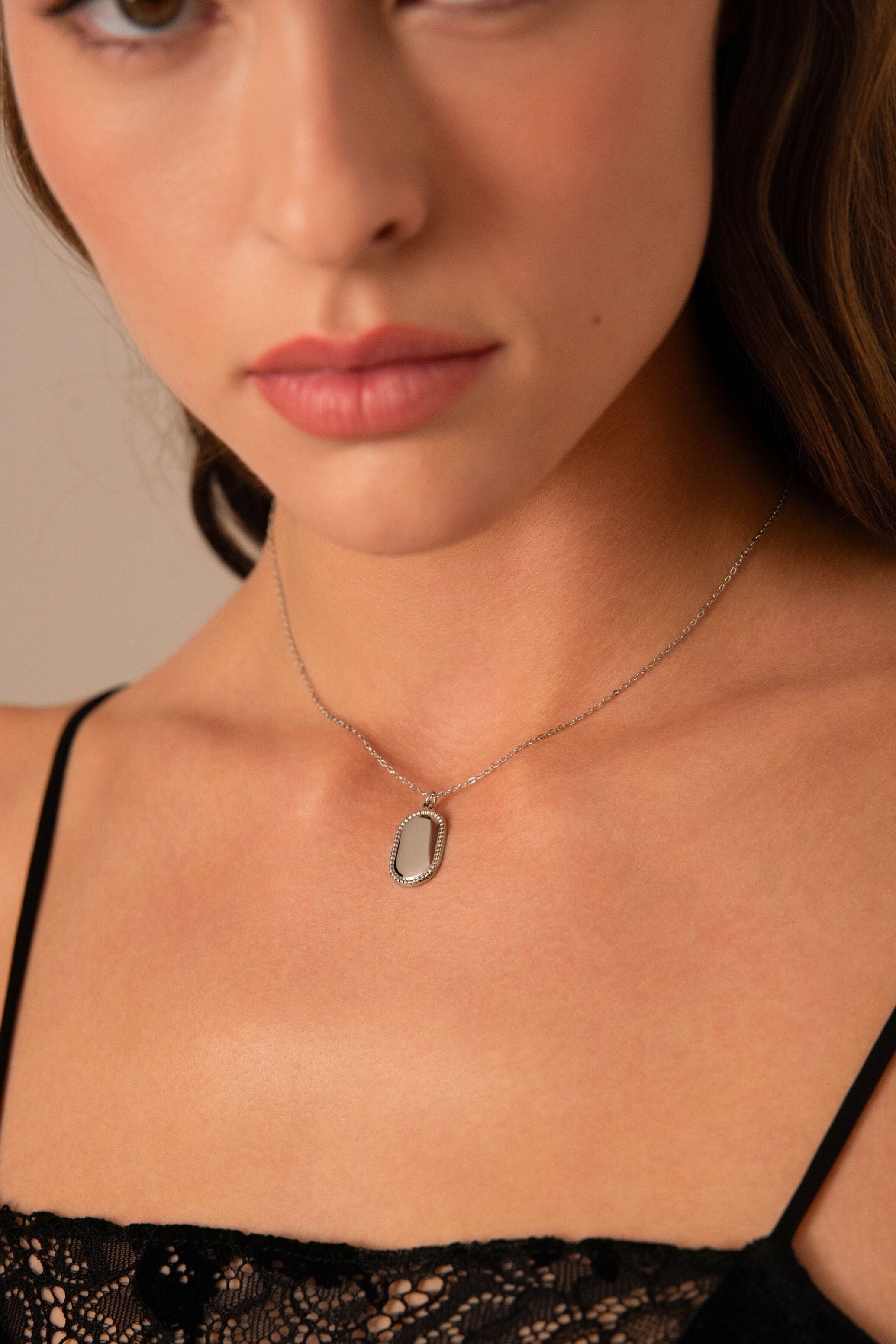 Pendentif médaille à graver Olivia - Argenté Bohm Paris 