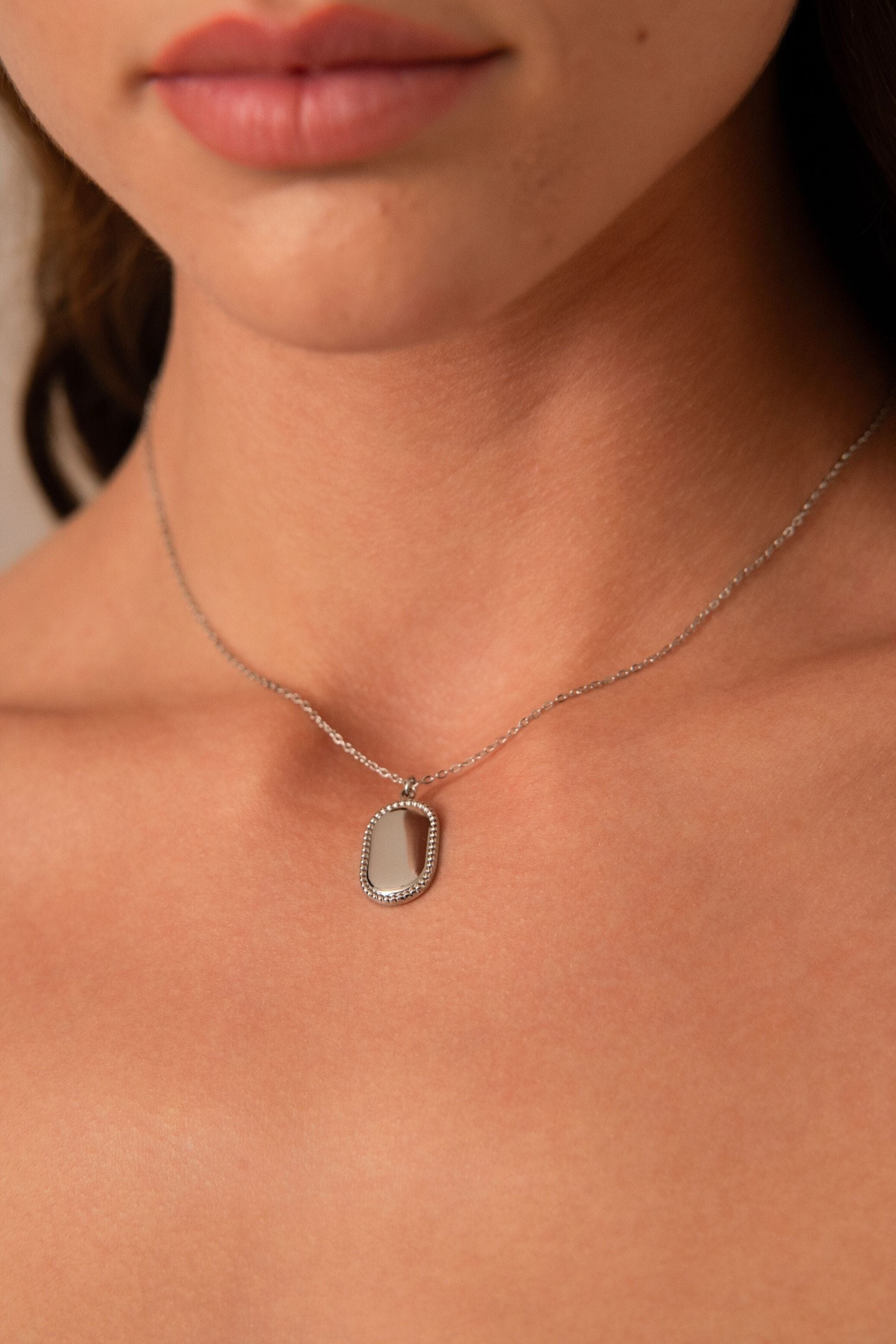 Pendentif médaille à graver Olivia - Argenté Bohm Paris 