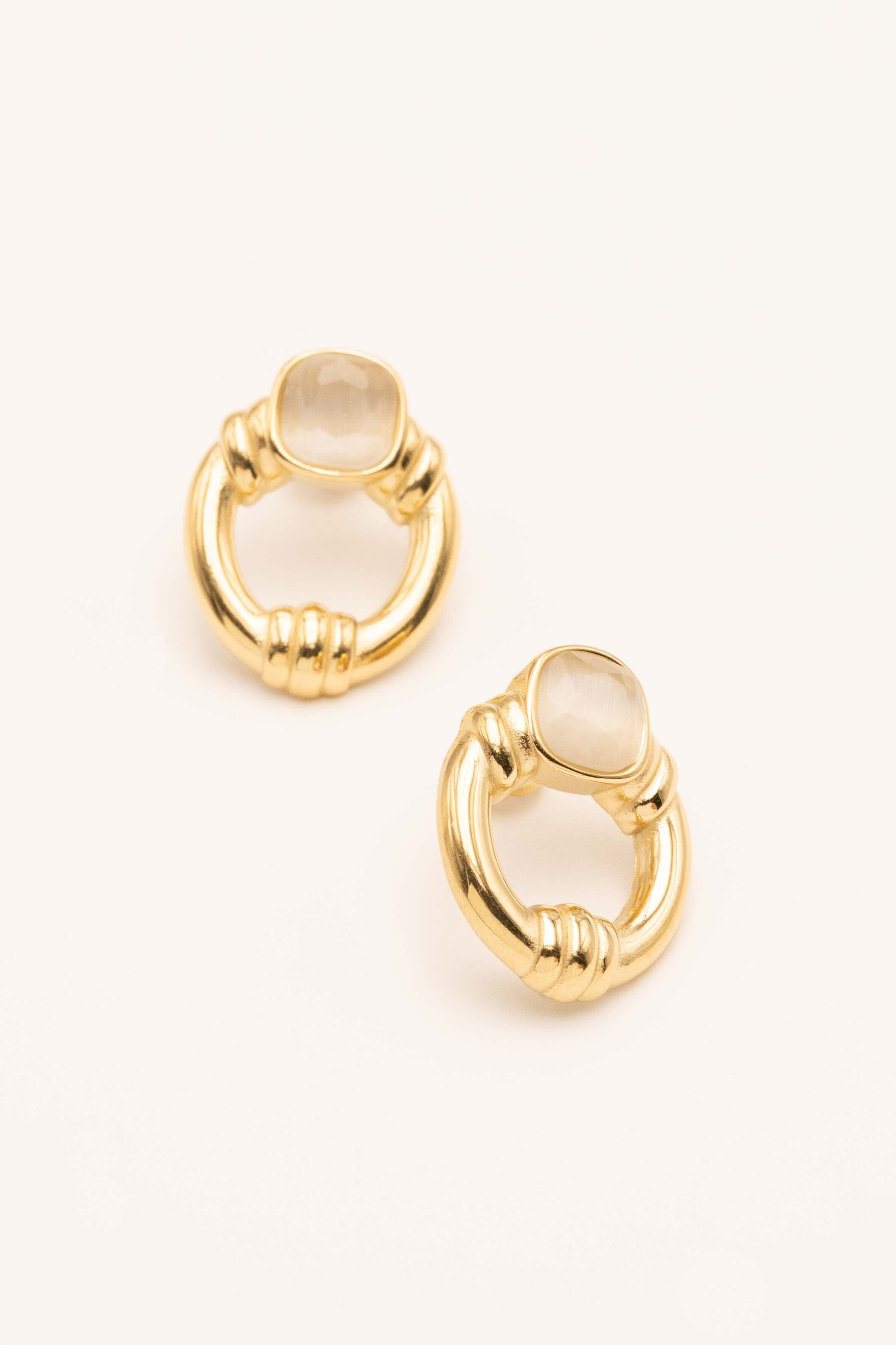 Boucles Bohm Paris - Azra Boucles D'oreilles Bohm Paris blanc oeil de chat 