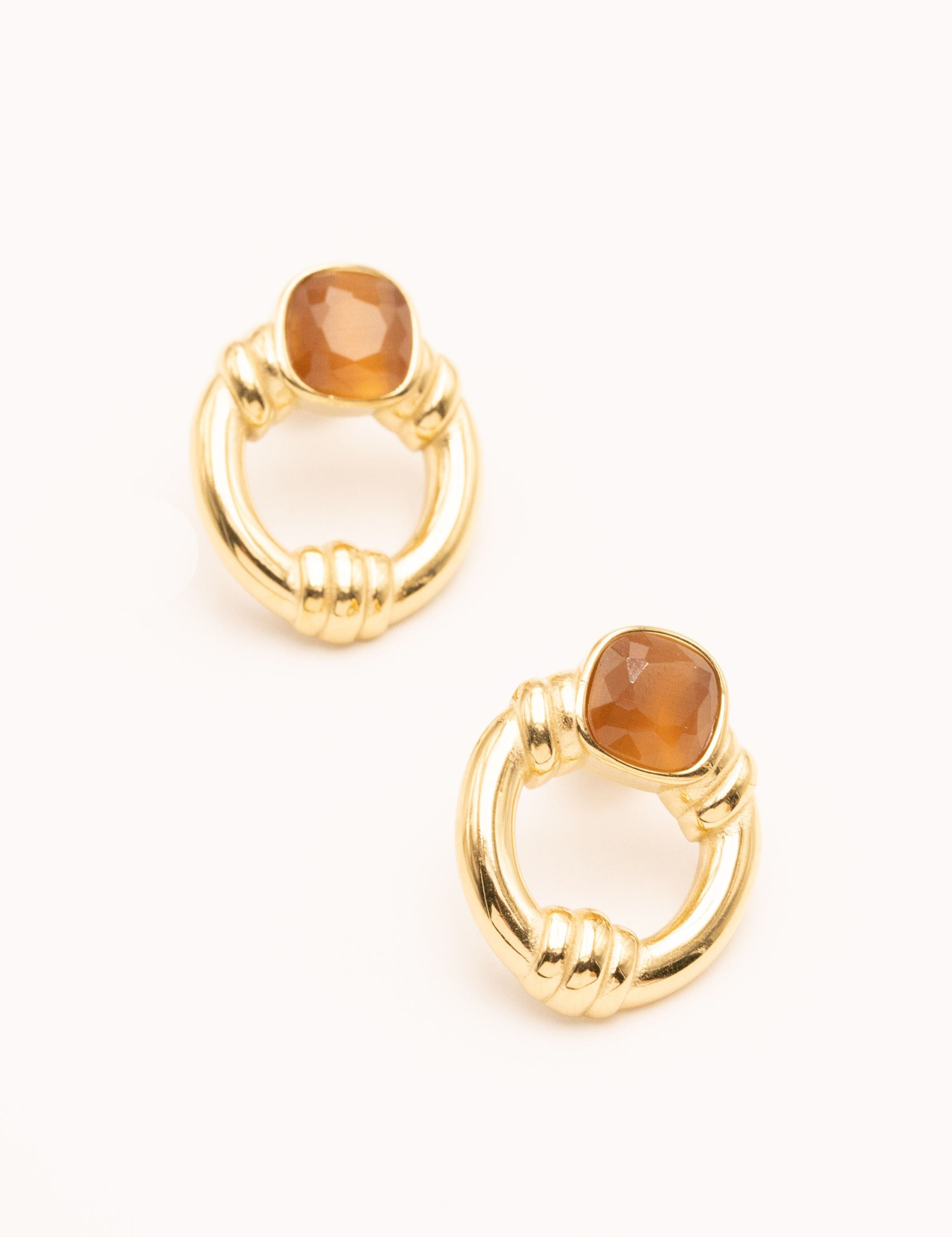 Boucles Bohm Paris - Azra Boucles D'oreilles Bohm Paris marron rose oeil de chat 