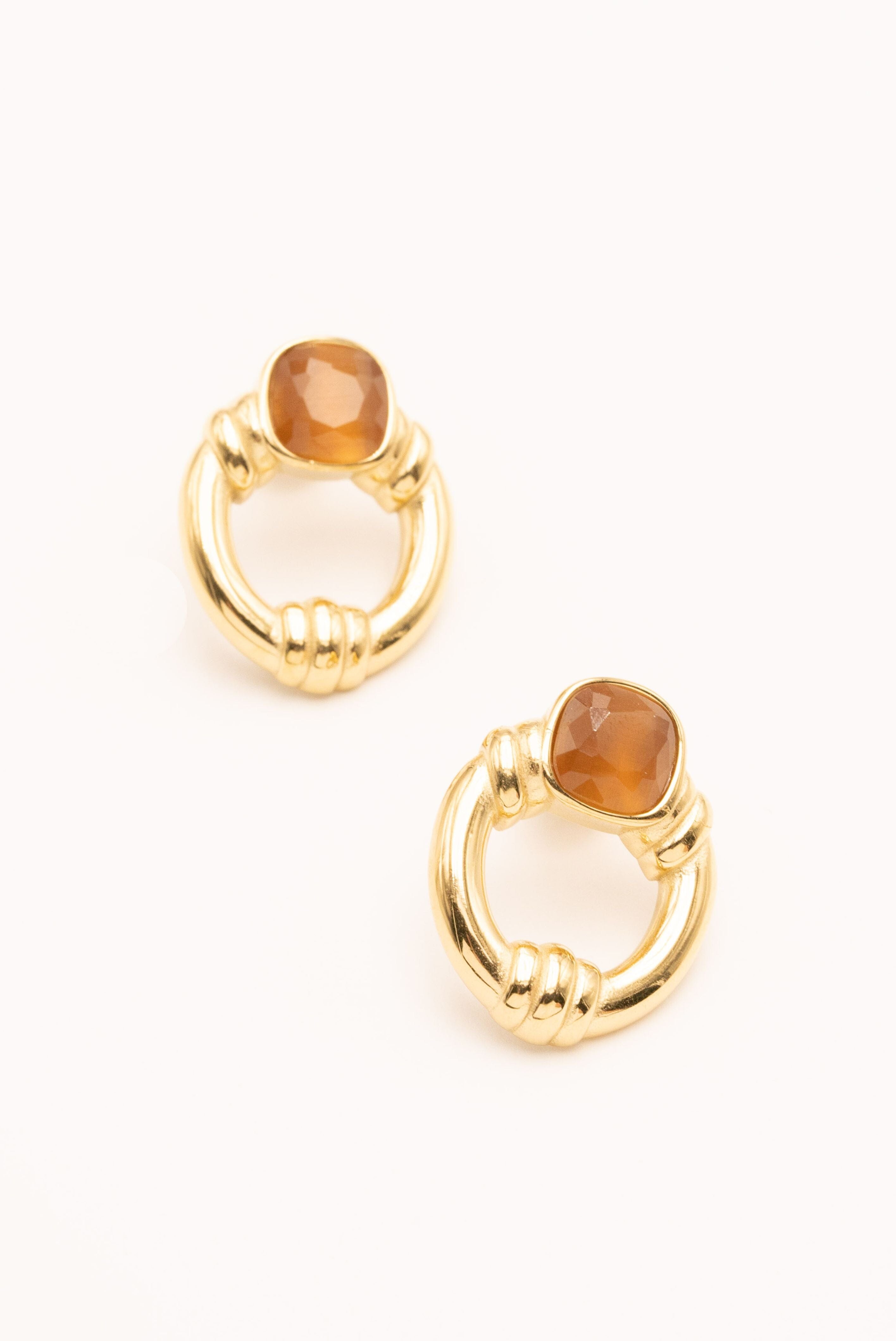 Boucles Bohm Paris - Azra Boucles D'oreilles Bohm Paris marron rose oeil de chat 