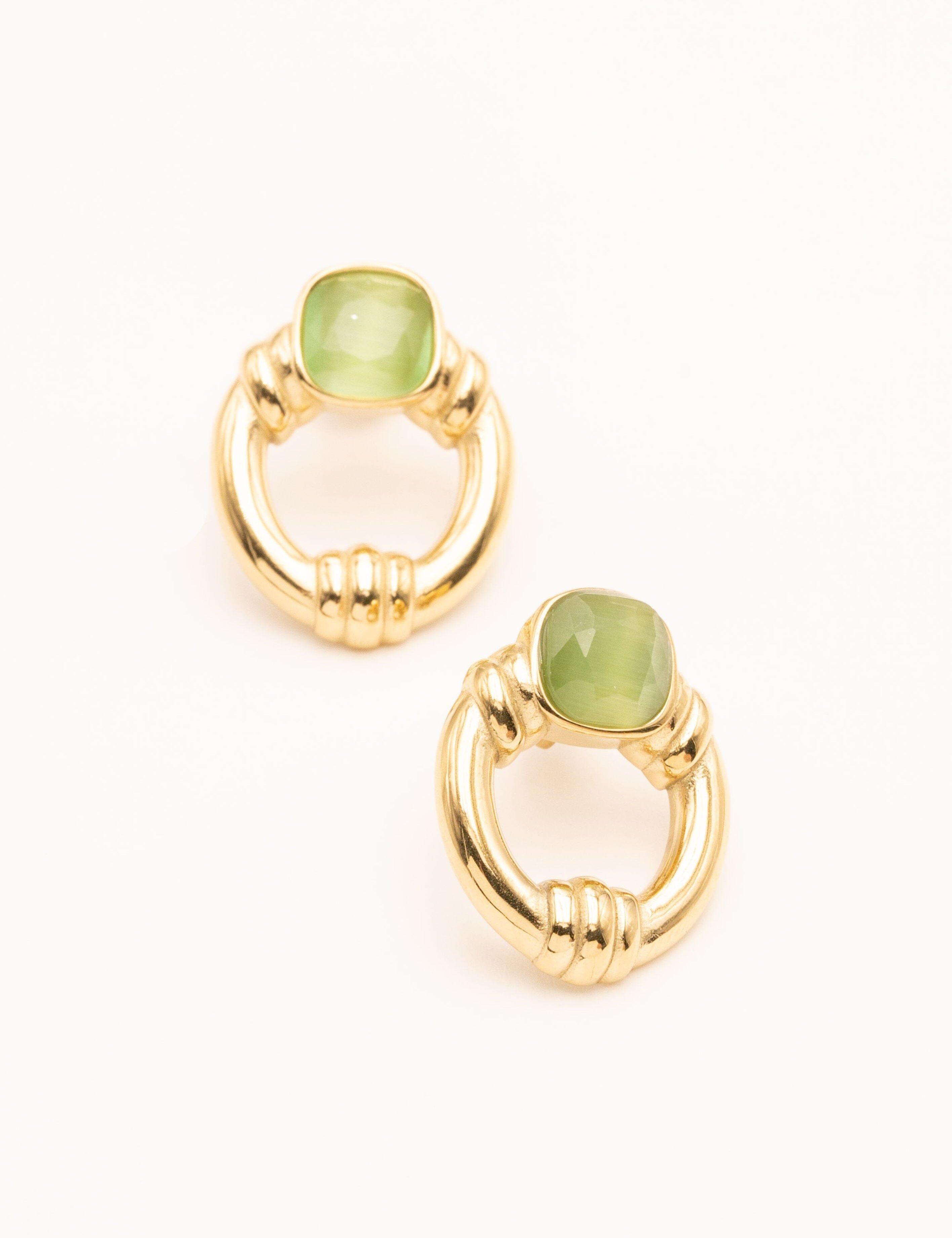 Boucles Bohm Paris - Azra Boucles D'oreilles Bohm Paris vert clair oeil de chat 