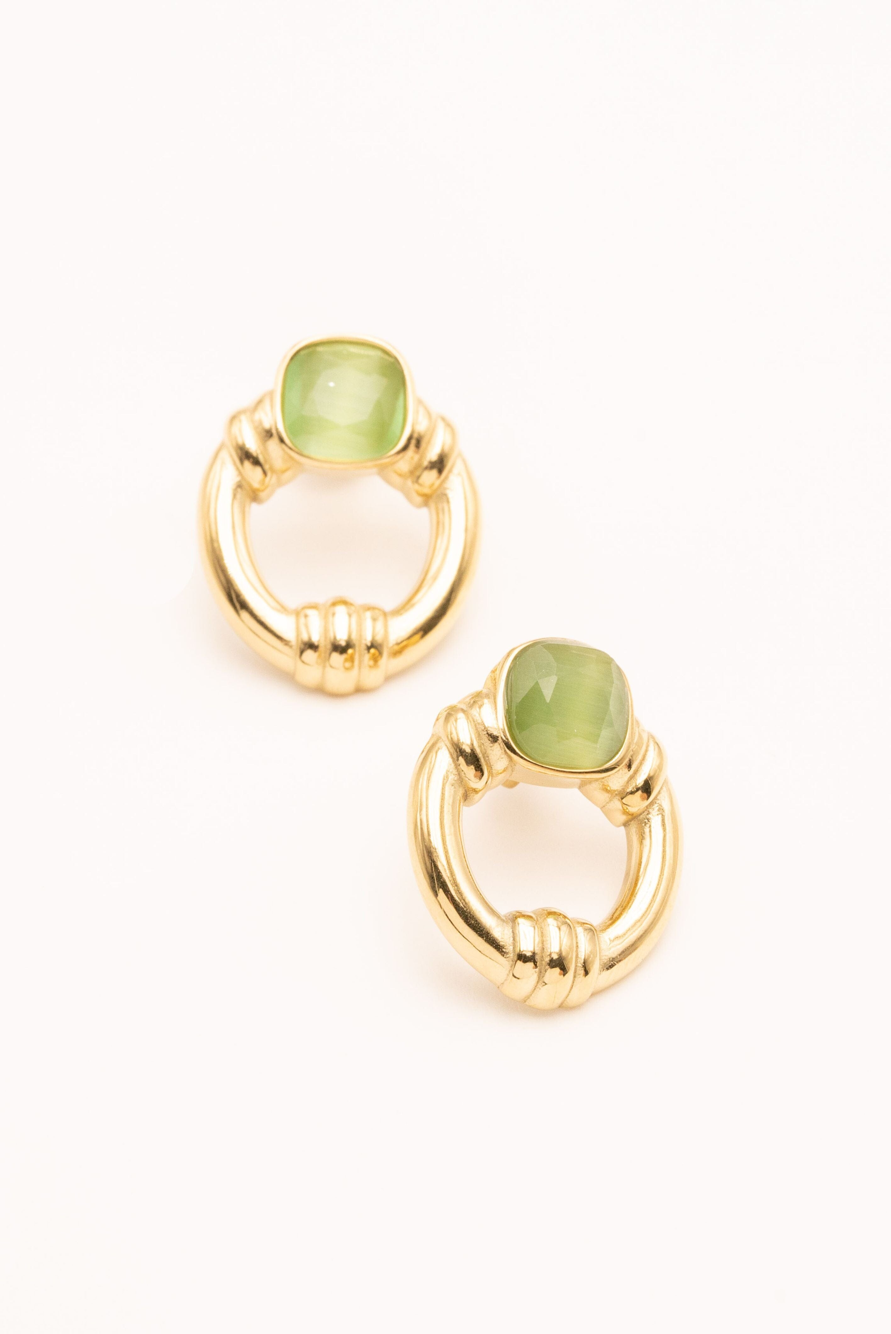 Boucles Bohm Paris - Azra Boucles D'oreilles Bohm Paris vert clair oeil de chat 