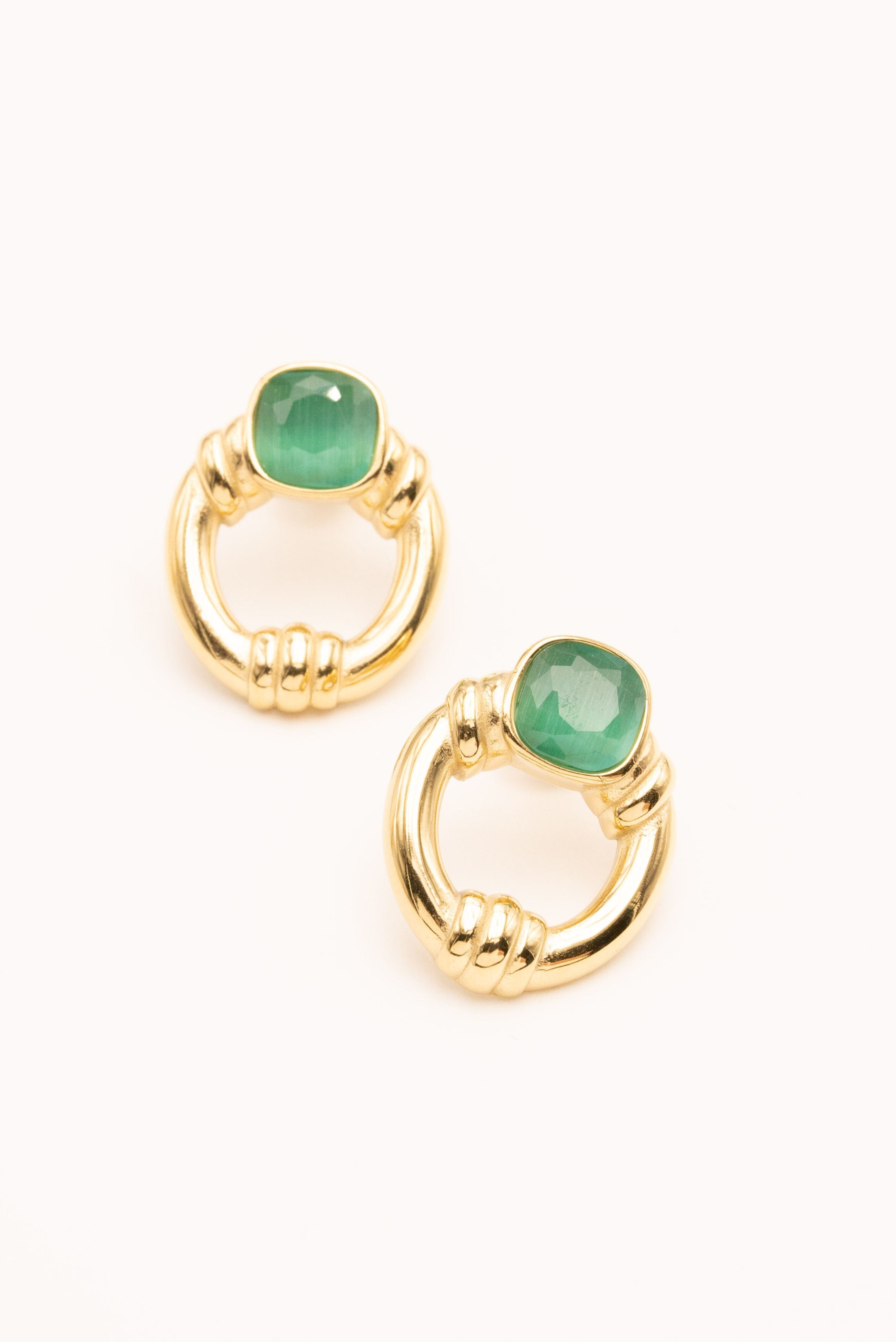 Boucles Bohm Paris - Azra Boucles D'oreilles Bohm Paris vert oeil de chat 