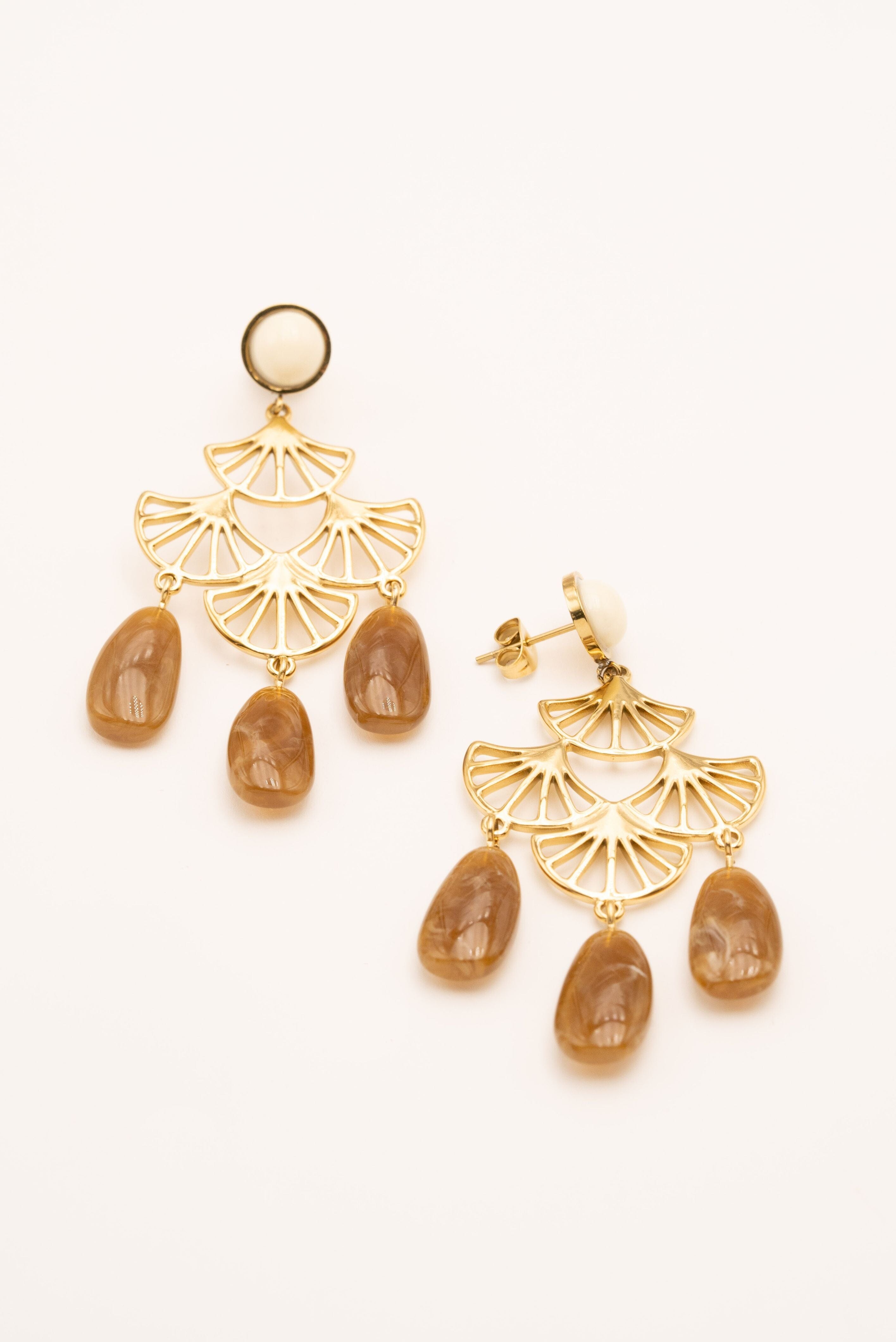 Boucles Bohm Paris - Nour Boucles D'oreilles Bohm Paris Beige émail 