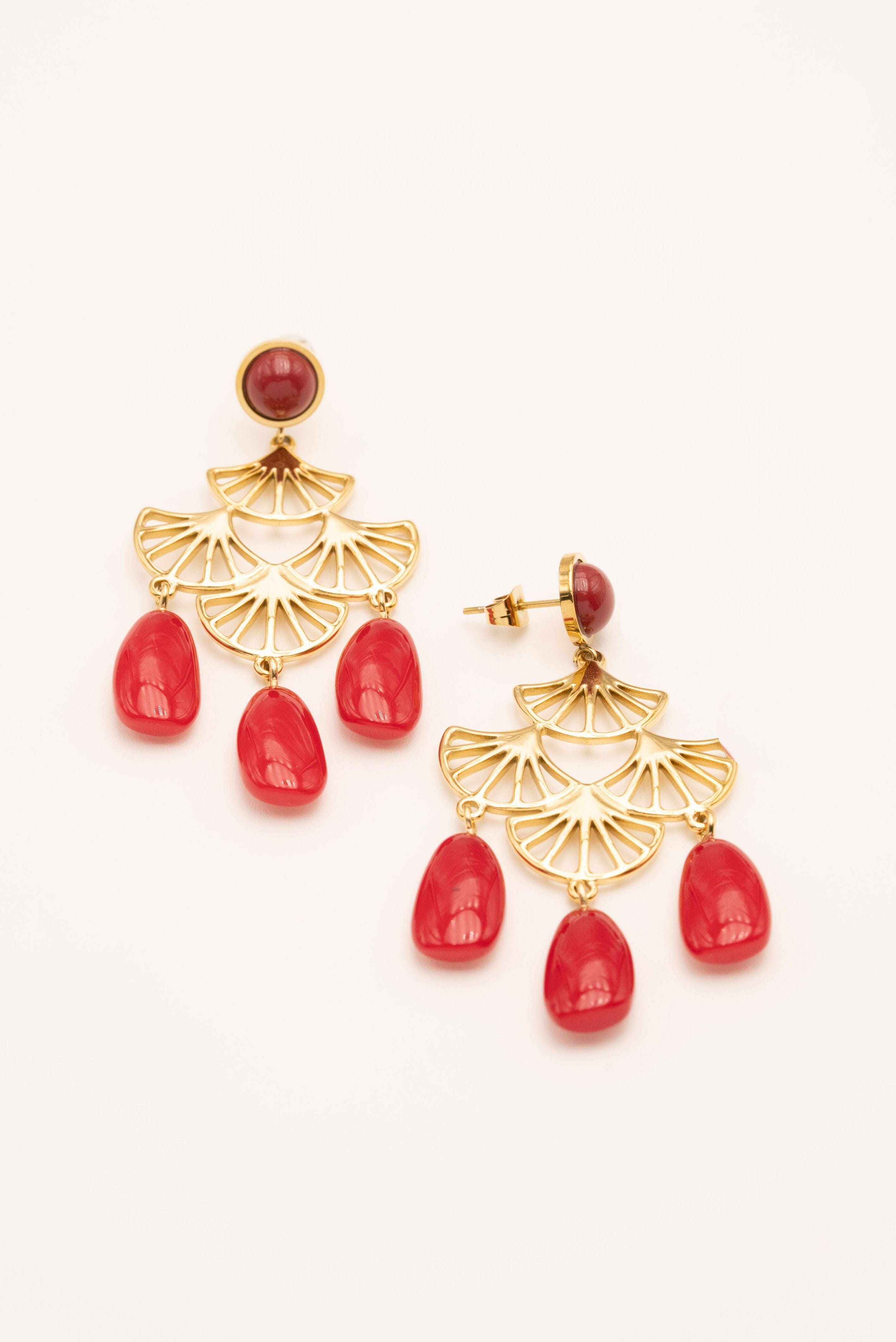 Boucles Bohm Paris - Nour Boucles D'oreilles Bohm Paris Rouge émail 