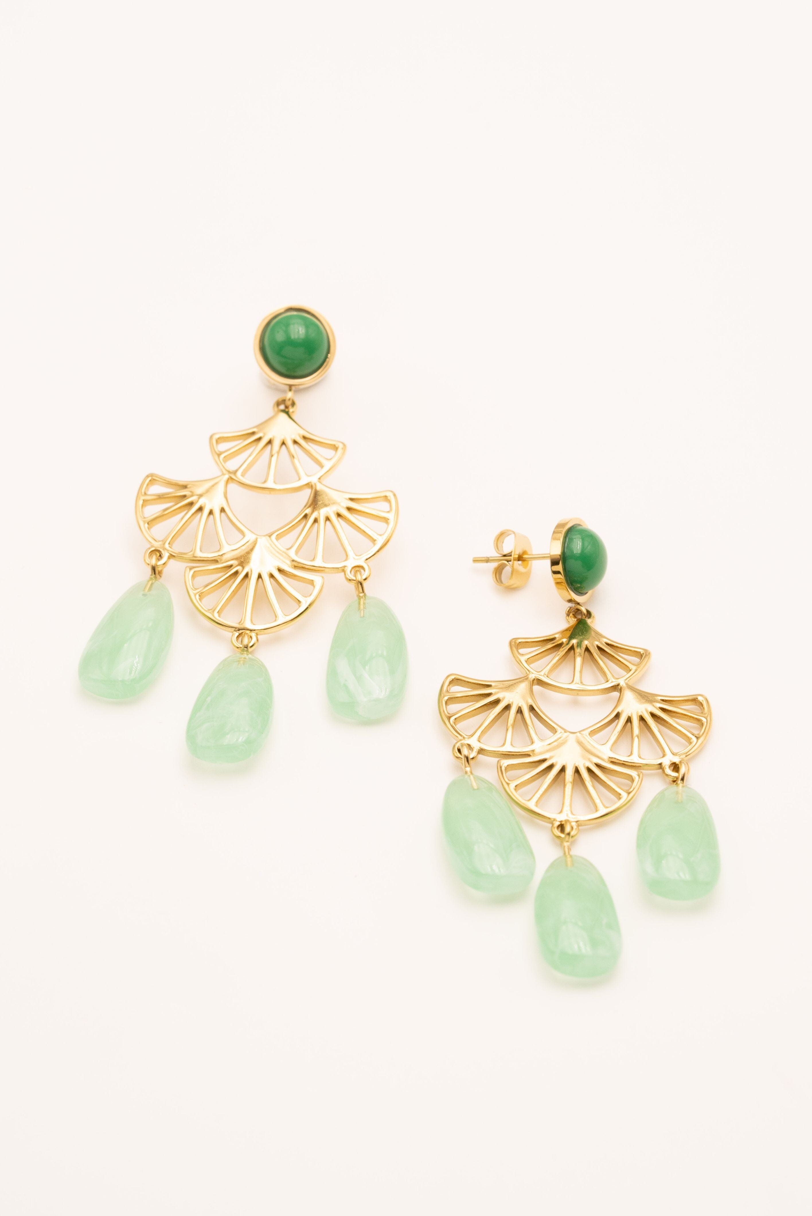 Boucles Bohm Paris - Nour Boucles D'oreilles Bohm Paris Vert clair émail 