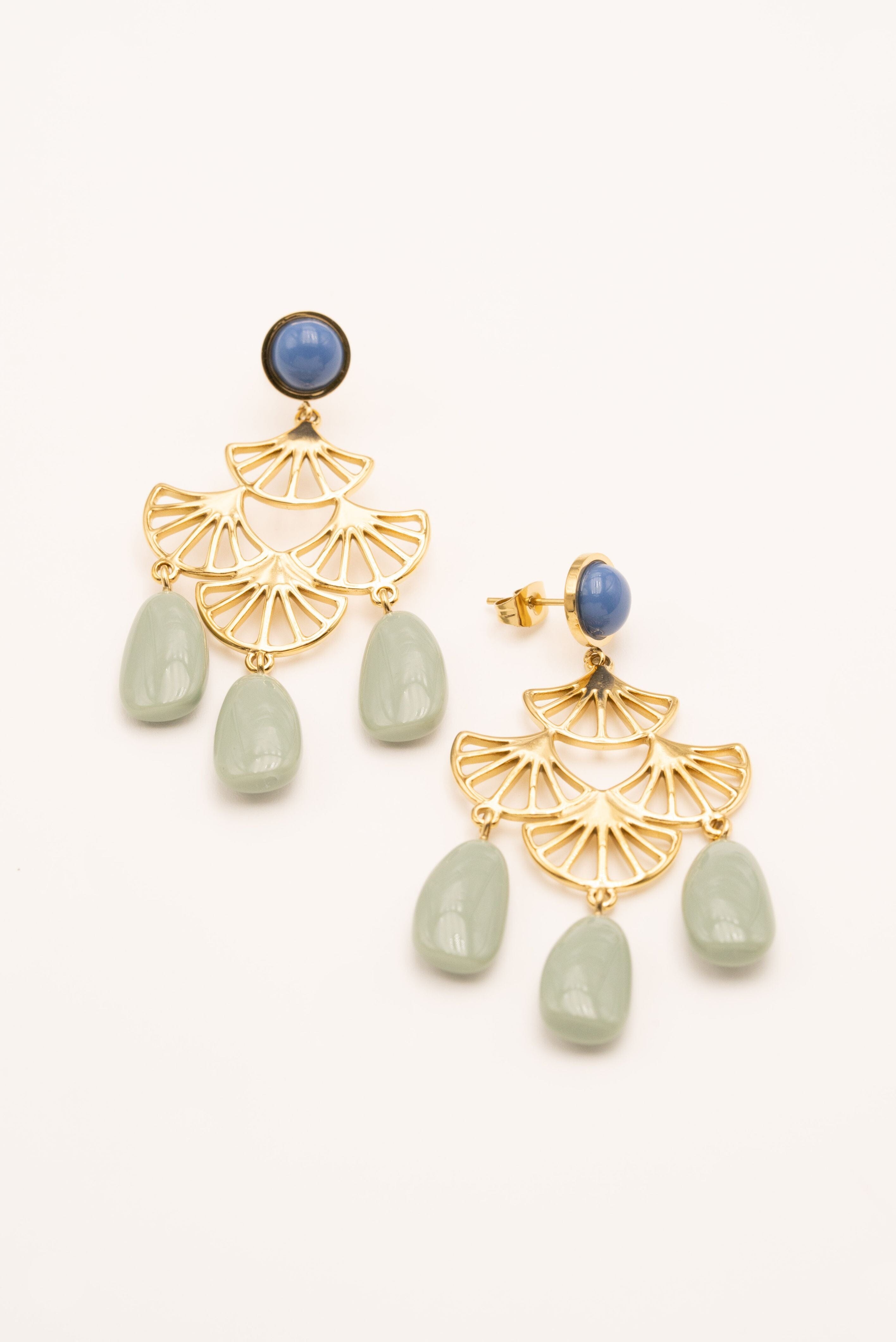 Boucles Bohm Paris - Nour Boucles D'oreilles Bohm Paris Vert eau émail 