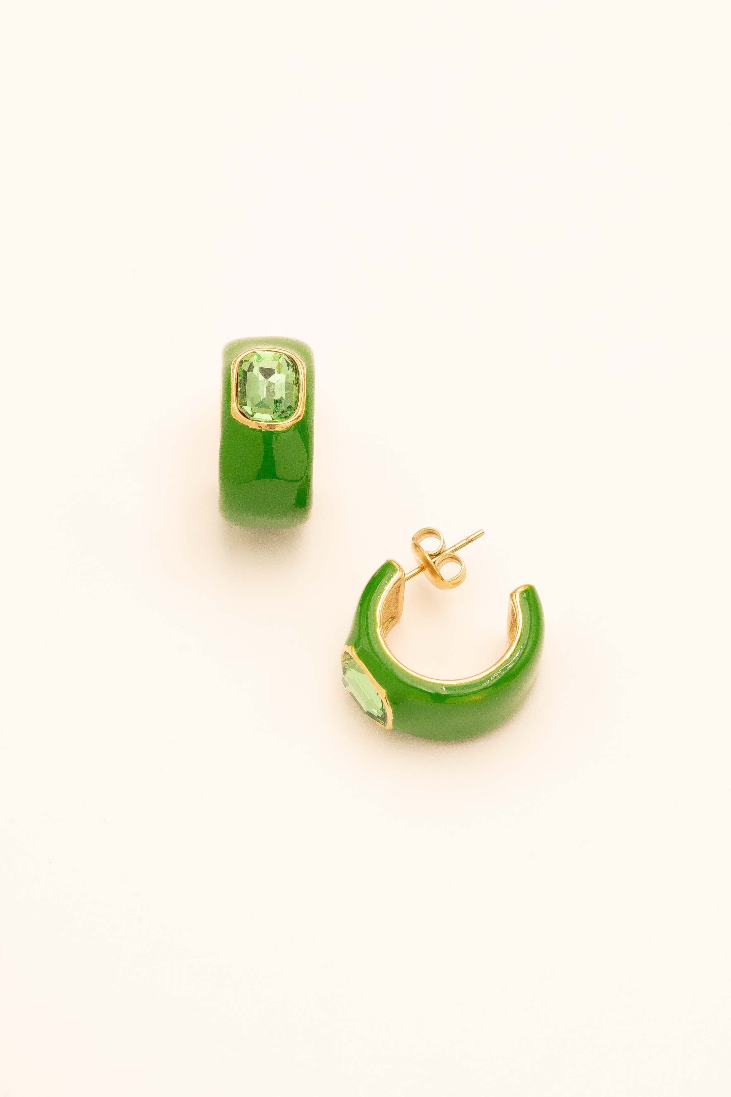 Boucles Bohm Paris - Séraphie Boucles D'oreilles Bohm Paris Vert Pomme émail 