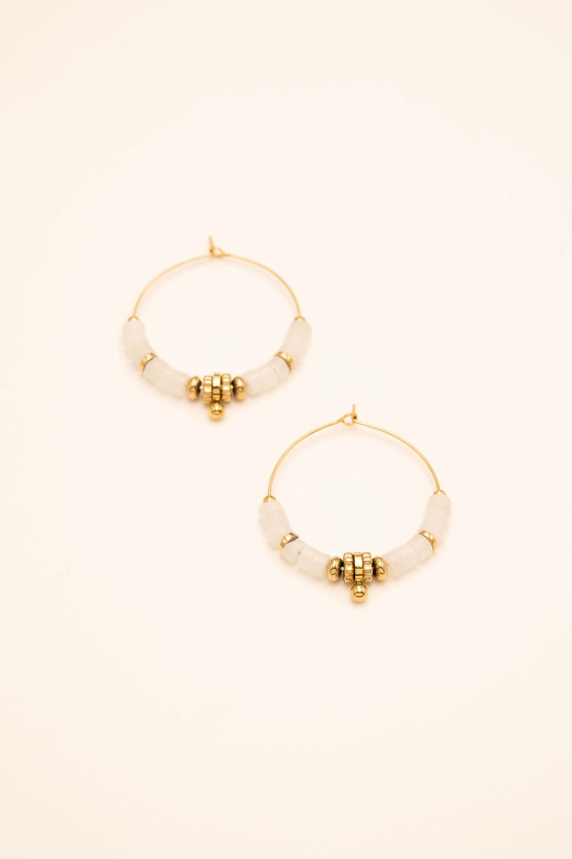 Boucles Bohm Paris - Stéphanie Boucles D'oreilles Bohm Paris Agate blanche 